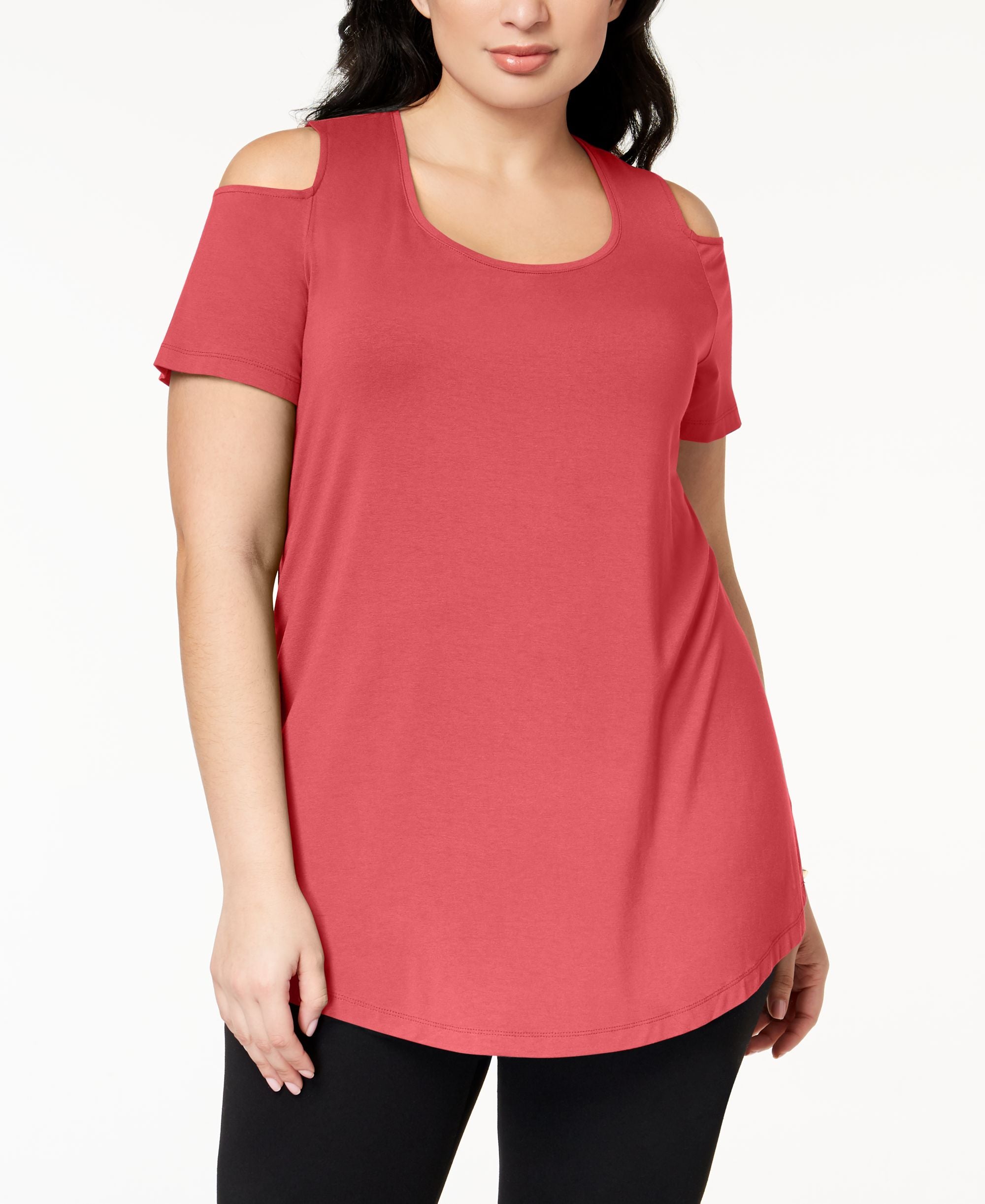 JM Collection Plus Size Cold-Shoulder Top