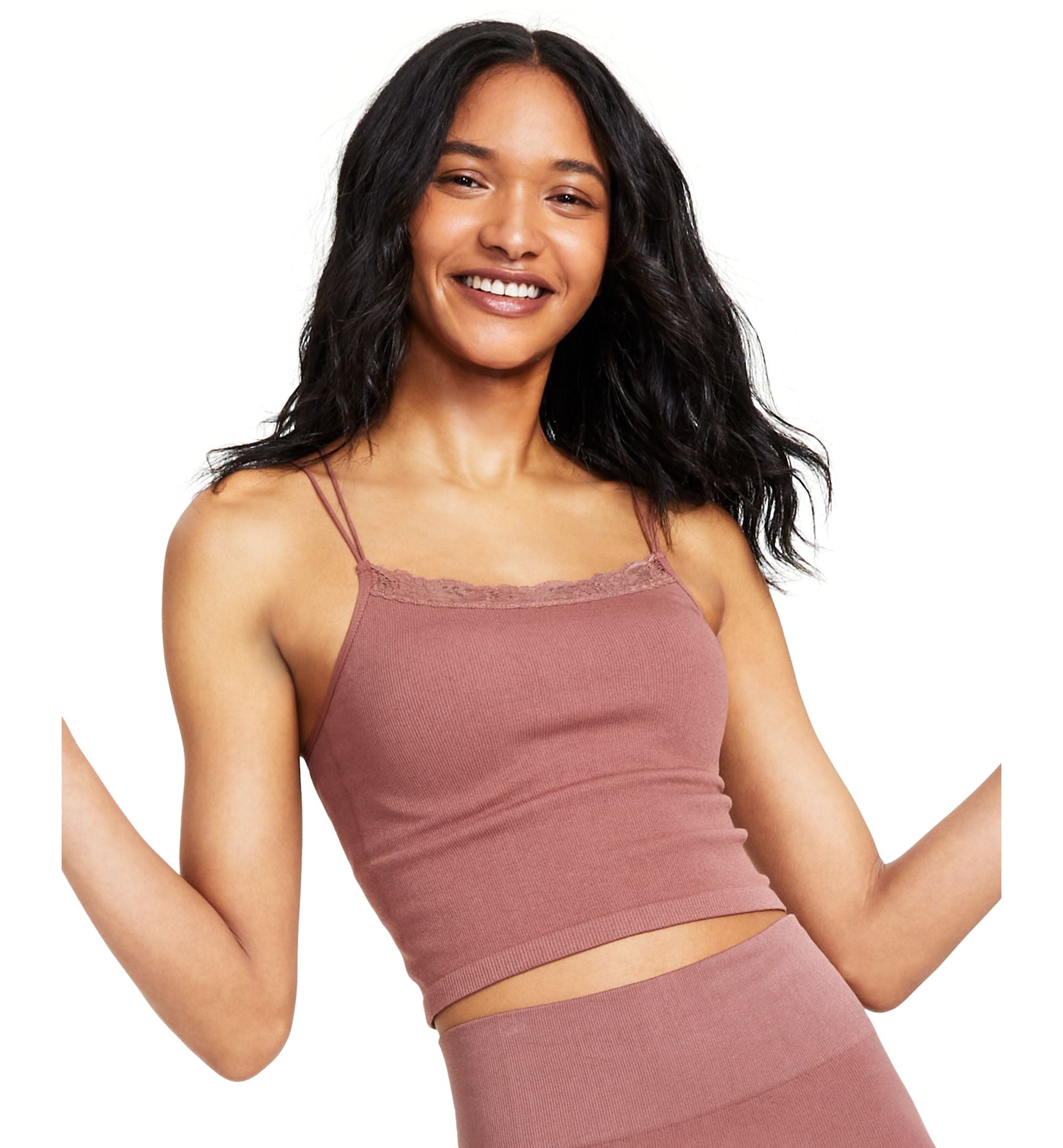 Juniors' Lace-Trim Seamless Tank Top