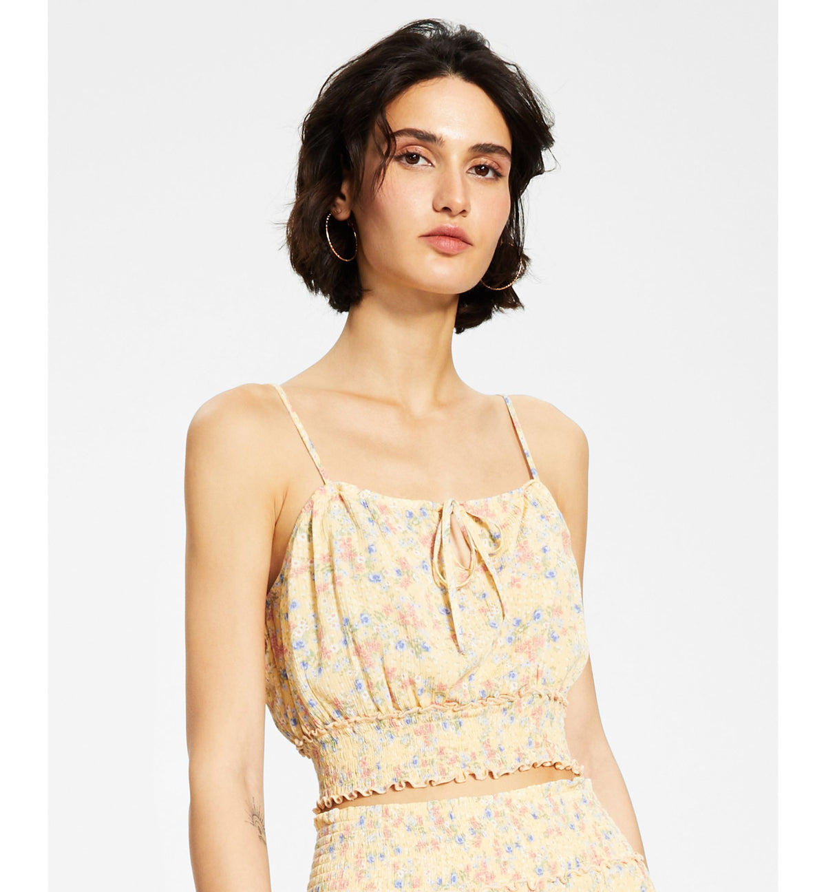 Juniors' Smocked Crop Top
