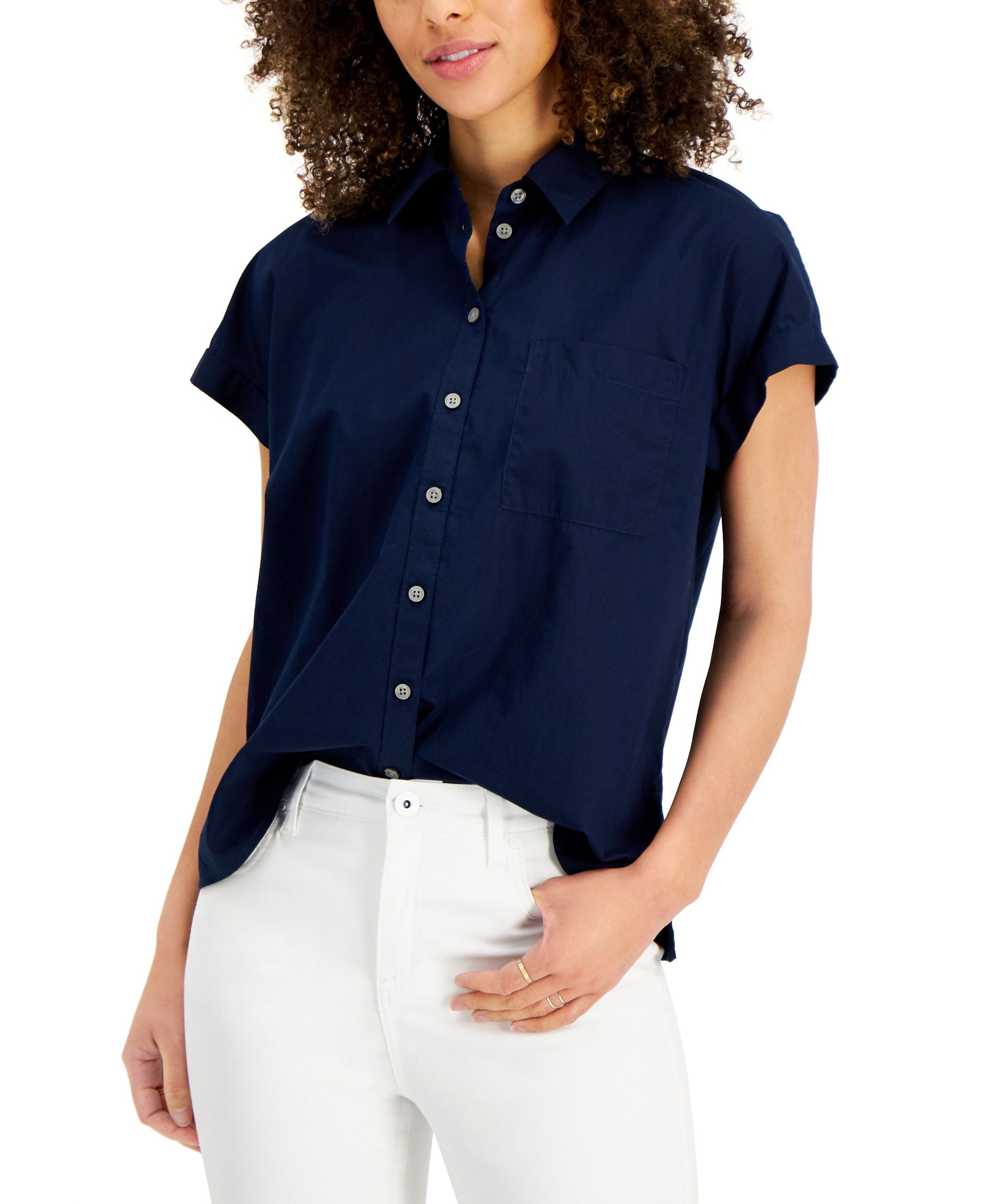Style & Co Womens Cotton Camp Shirt