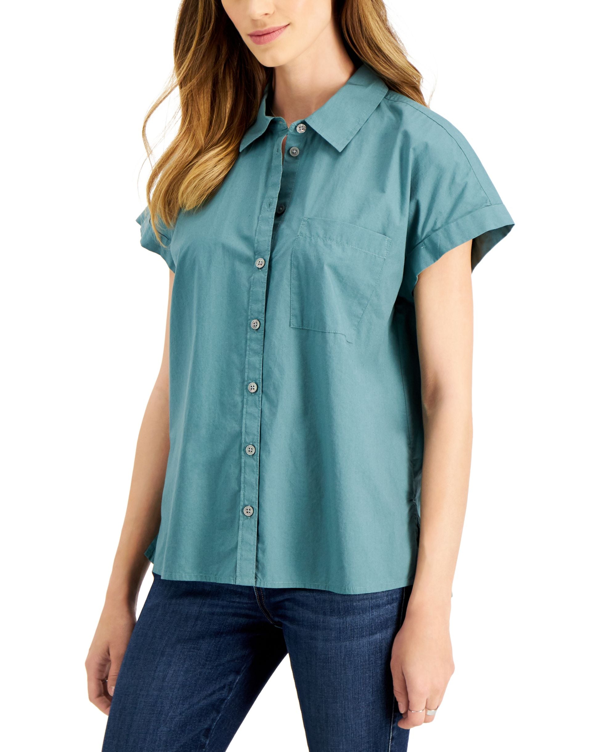 Style & Co Womens Cotton Camp Shirt