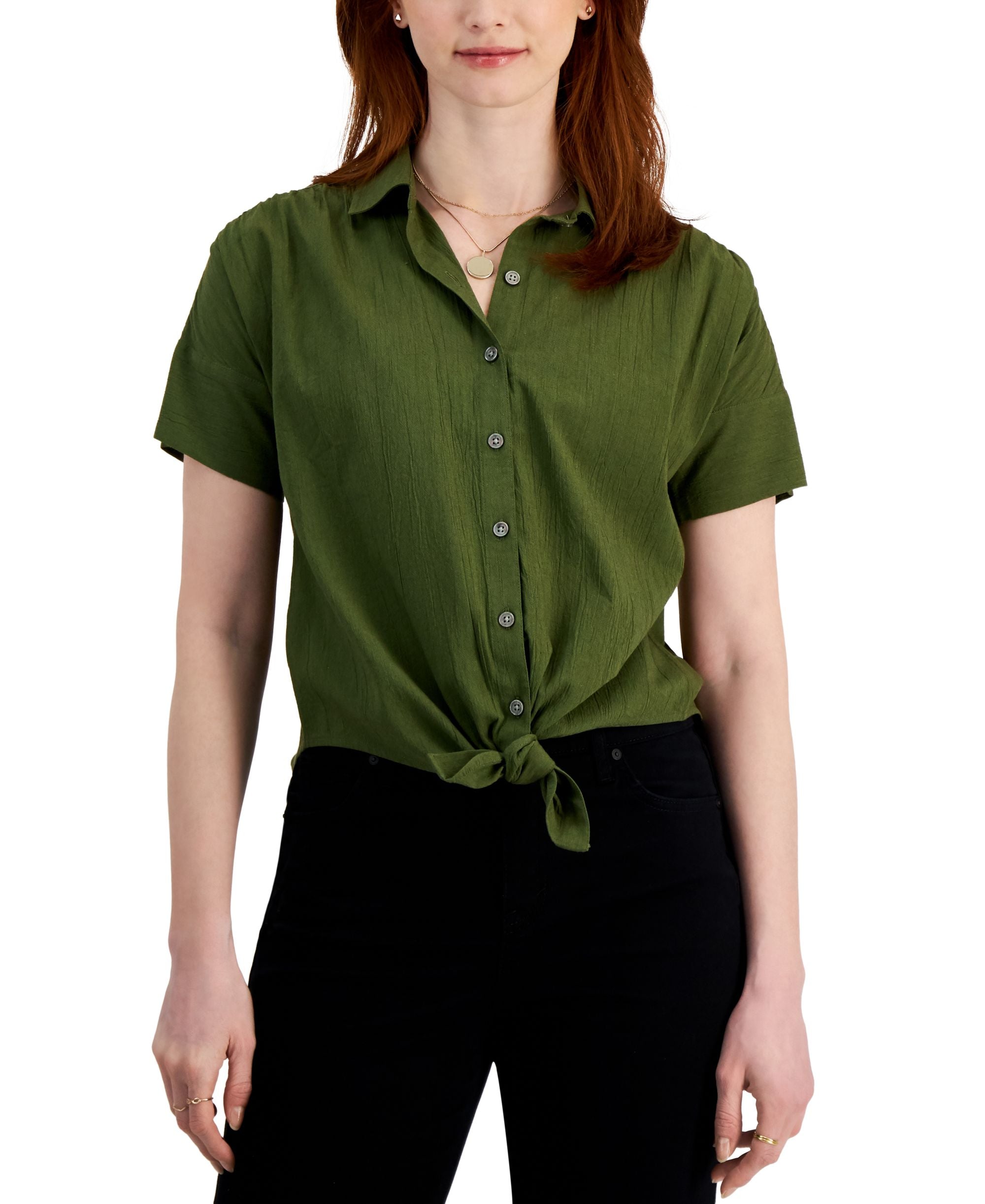 Style & Co Womens Tie Front Top