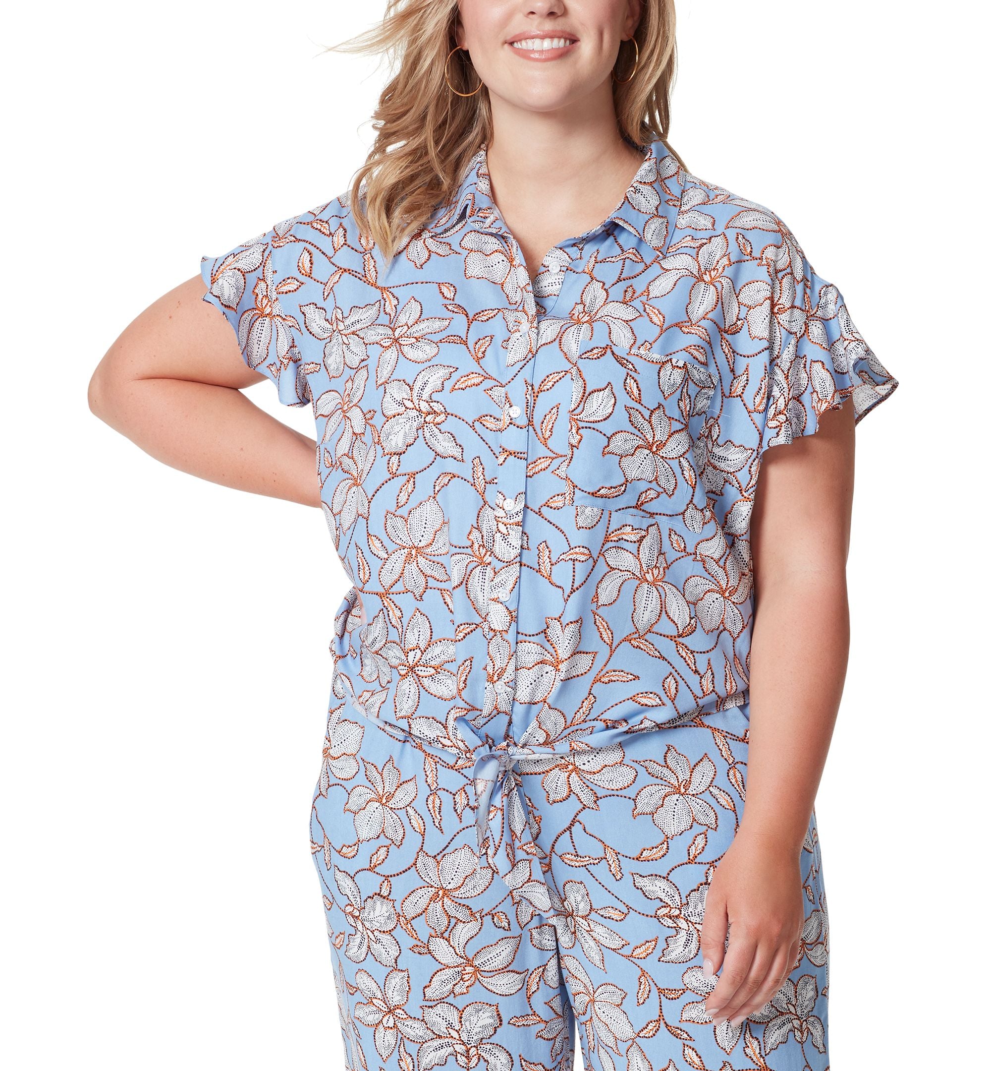 Jessica Simpson Trendy Plus Size Rhea Flutter Sleeve Top