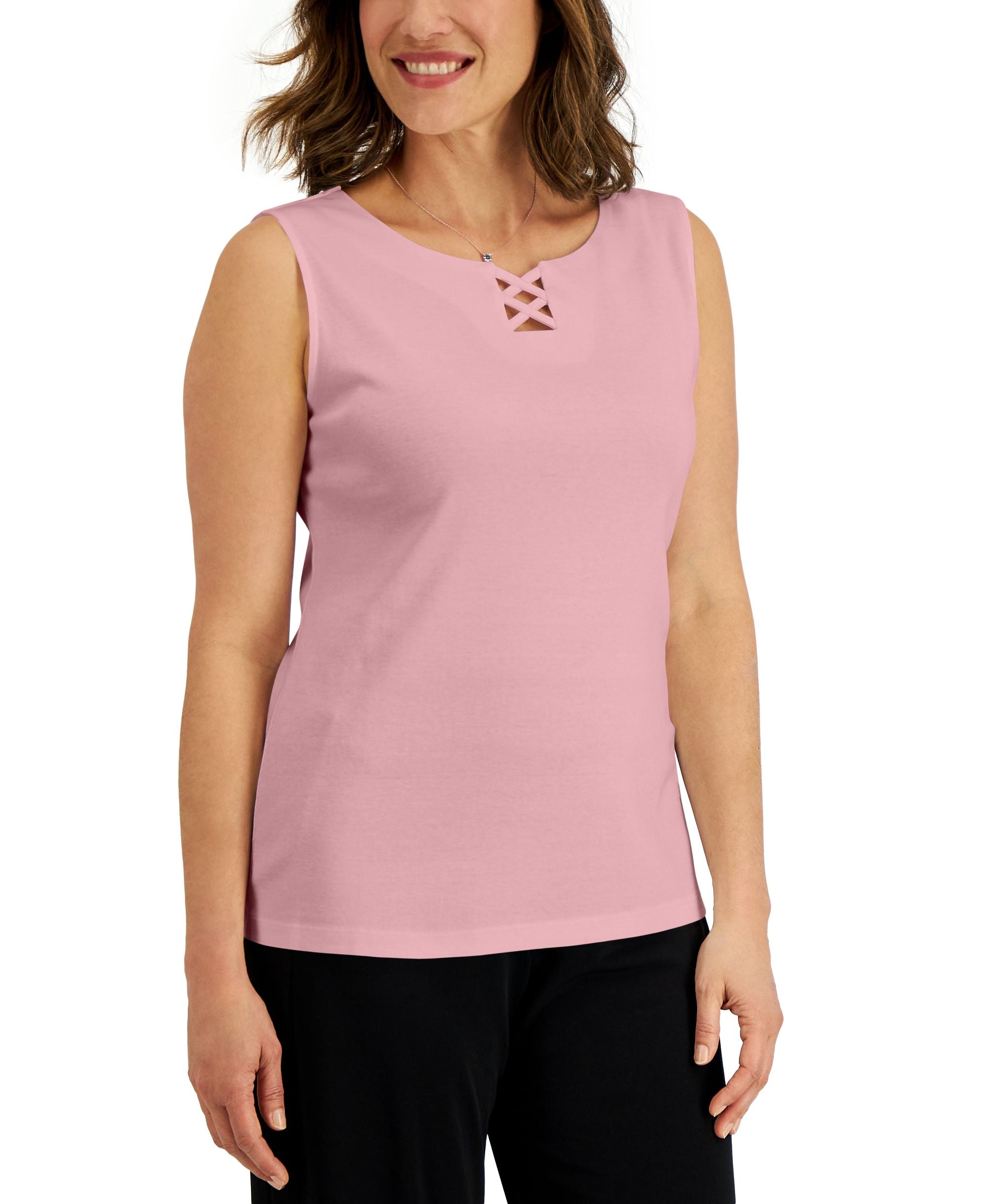 Karen Scott Womens Cotton Crisscross Tank Top