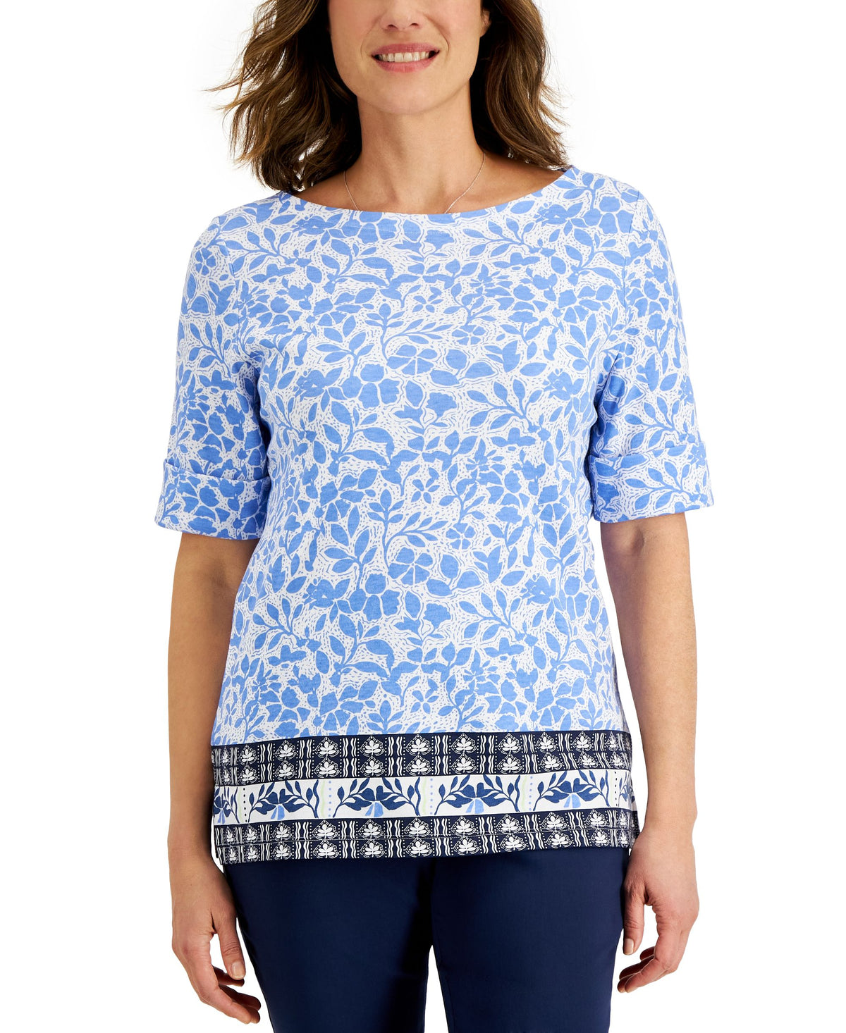 Karen Scott Womens Oahu Dreams Printed Top