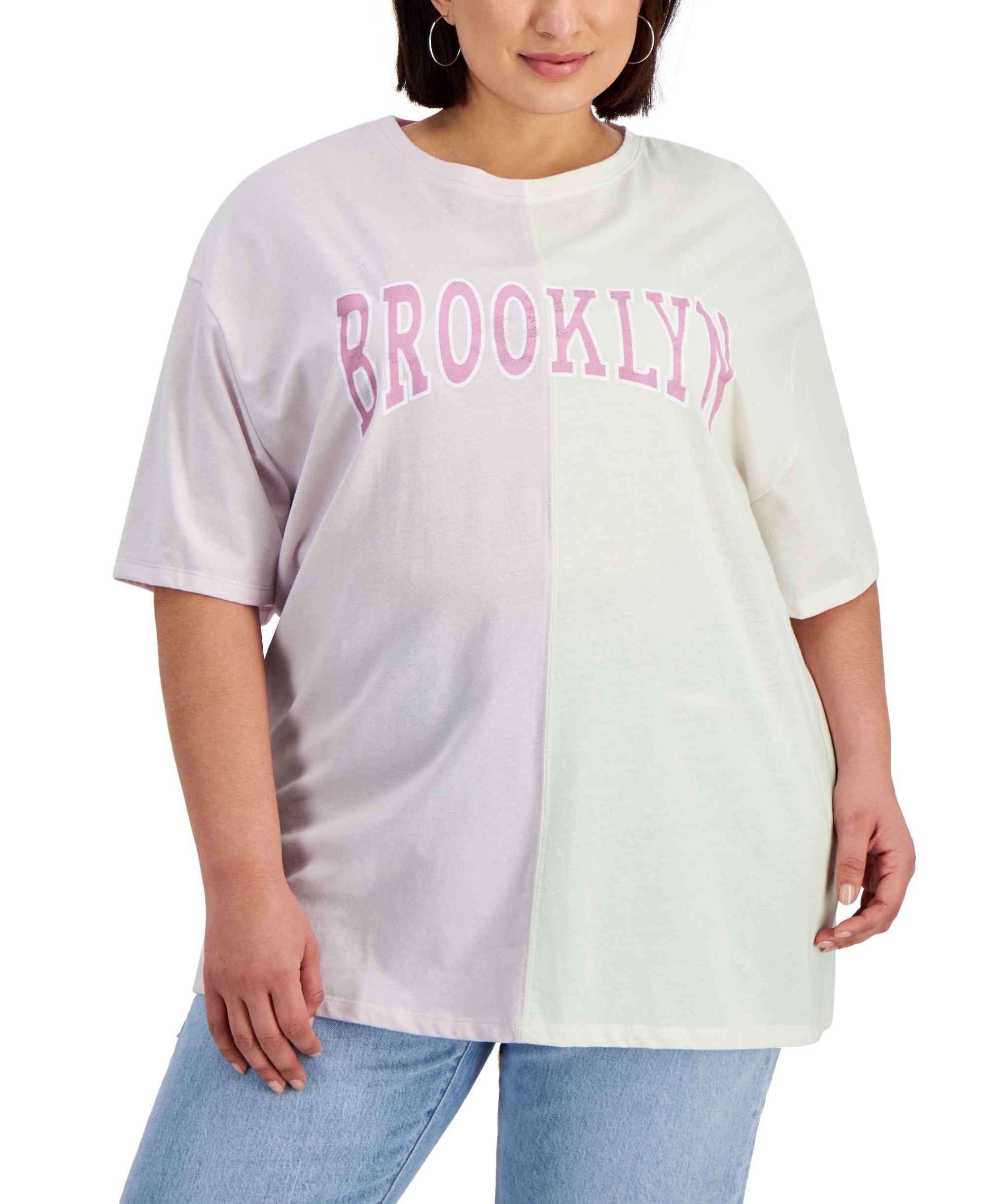 Trendy Plus Size Brooklyn Split Boyfriend T-Shirt