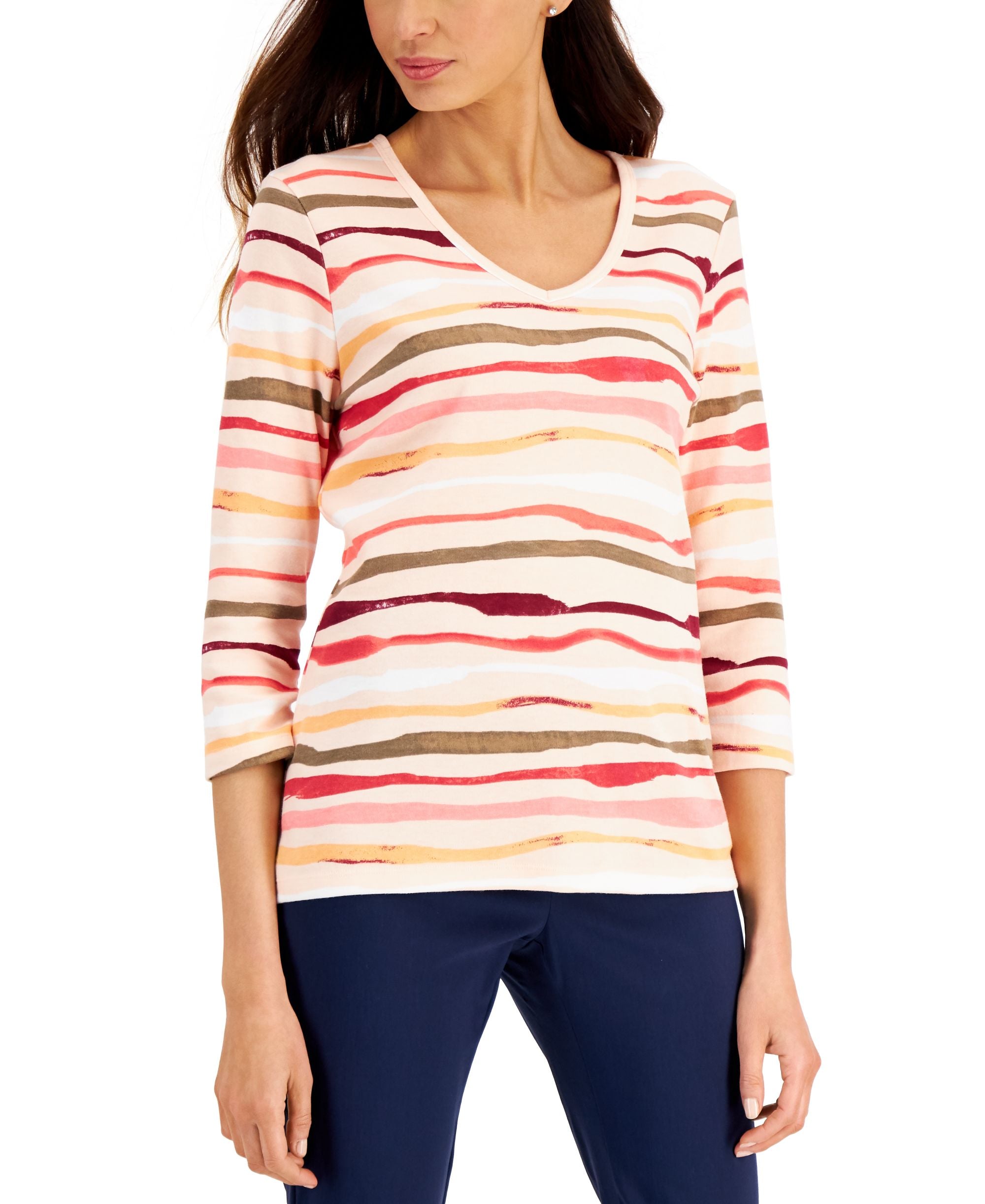 Sasha V-Neck Striped Top