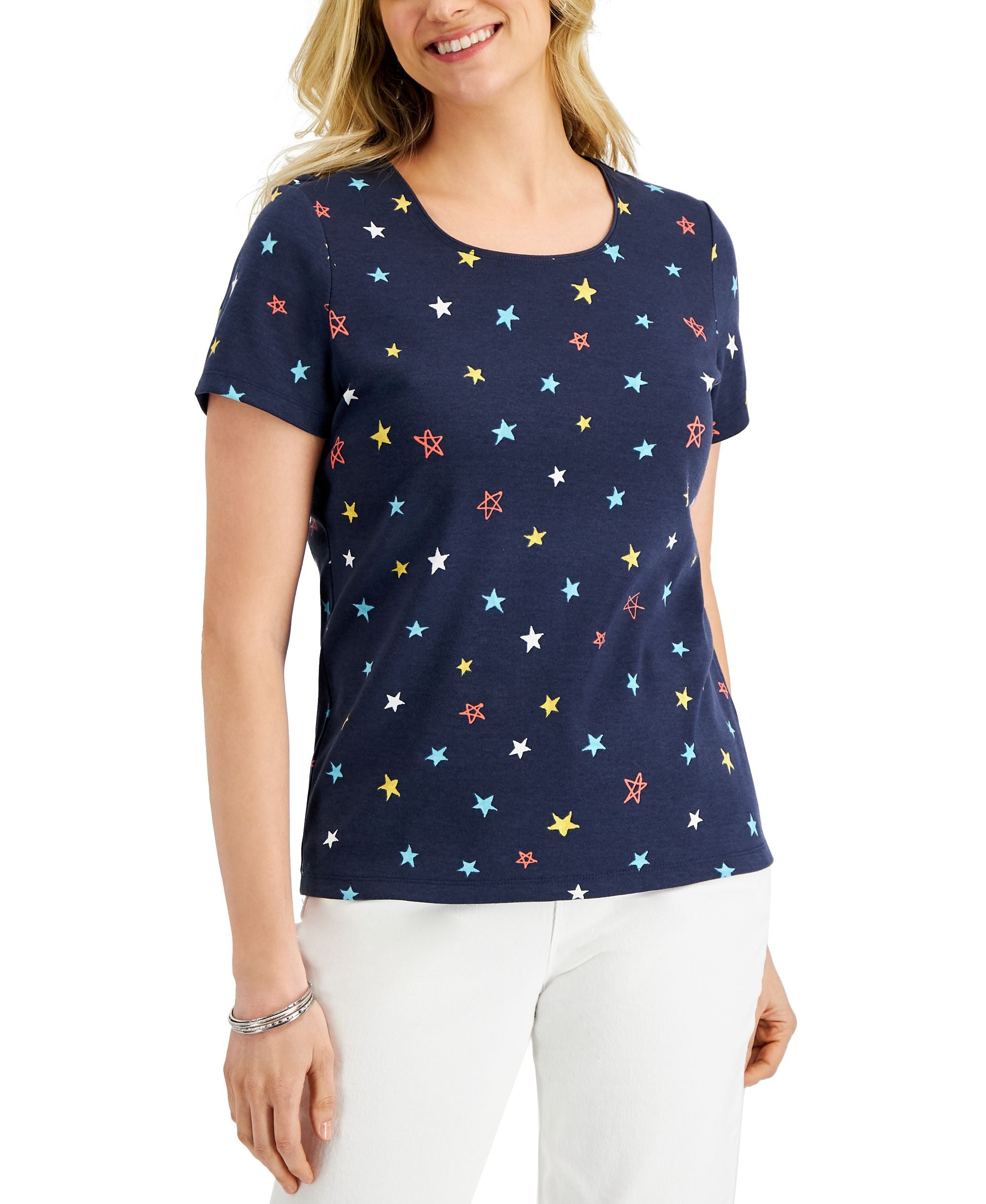 Karen Scott Womens Star Power Tee