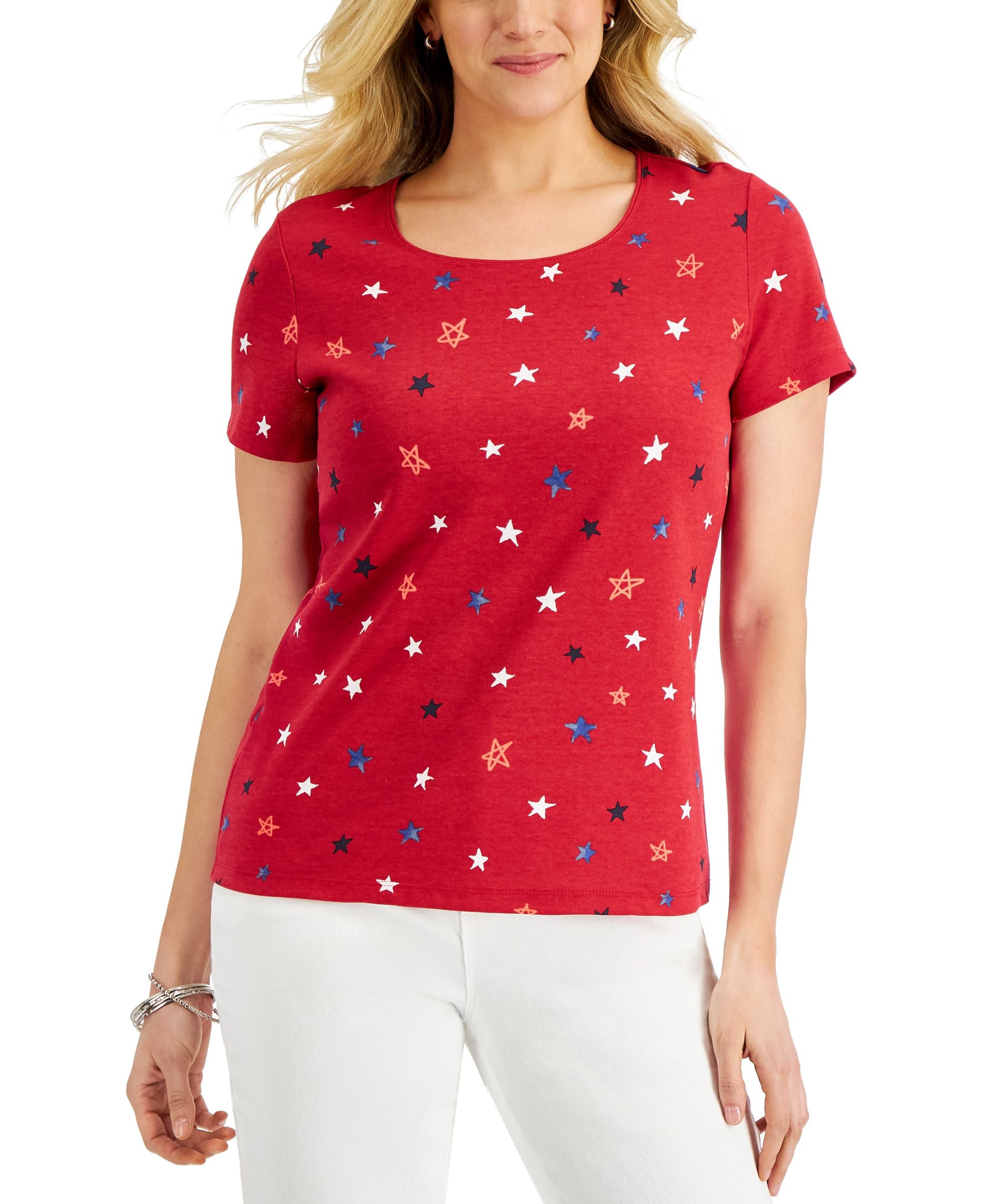 Karen Scott Womens Star Power Tee