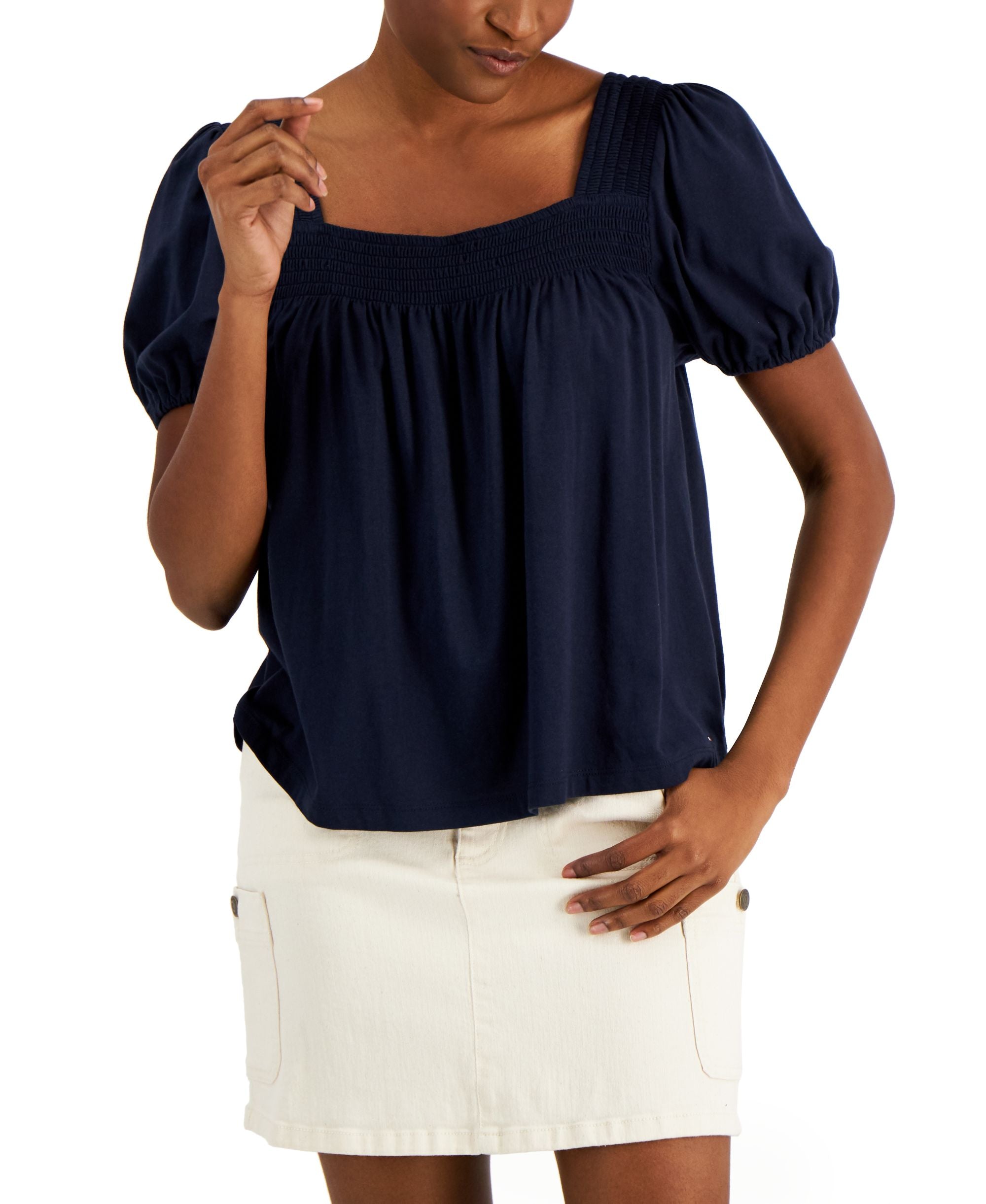 Tommy Hilfiger Puffed Sleeve Square Neck Top