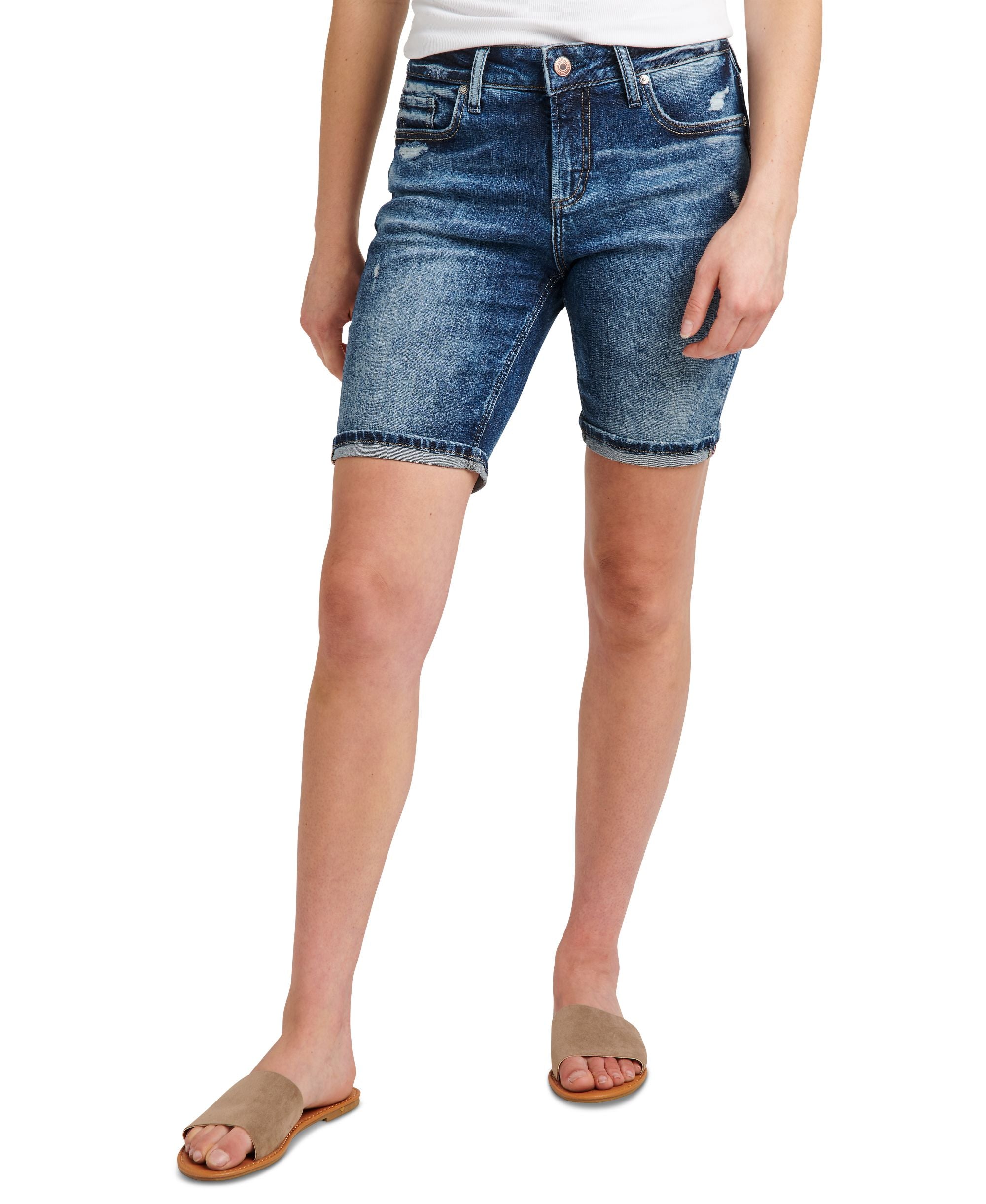 Silver Jeans Co. Elyse Curvy Fit Denim Bermuda Shorts
