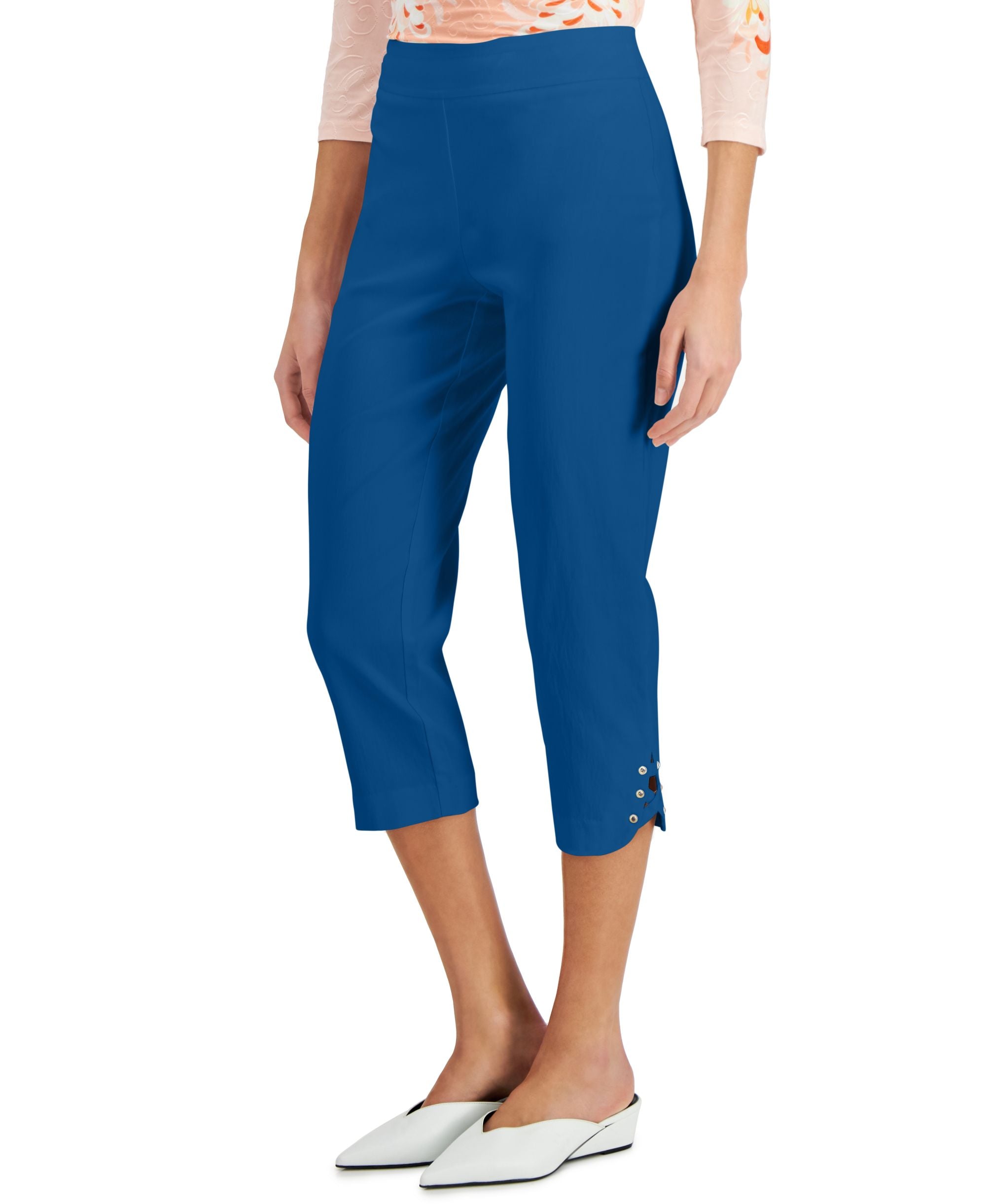 JM Collection Petite Crisscross Hem Capri Pants