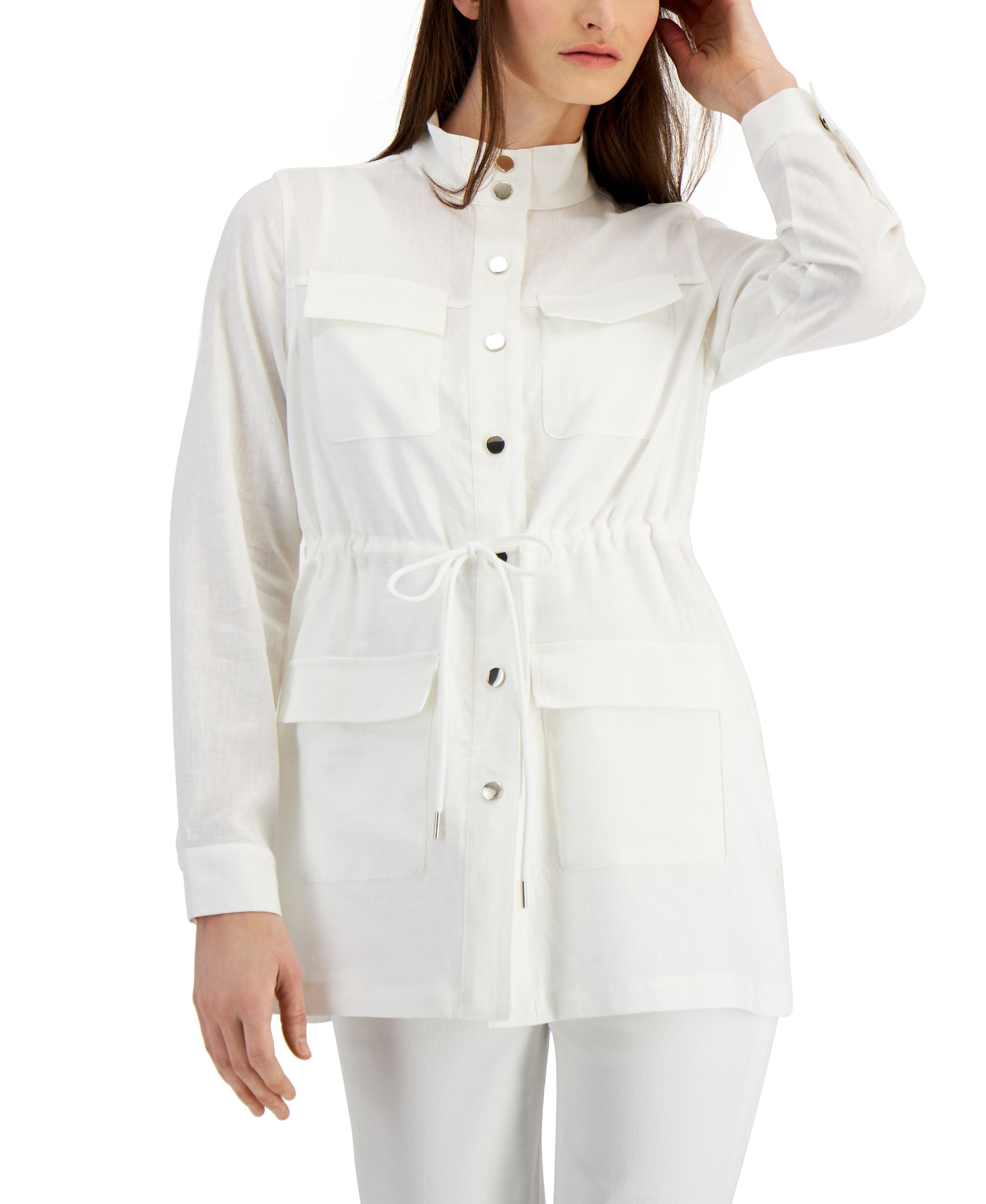 Anne Klein Petite Linen Blend Anorak Jacket