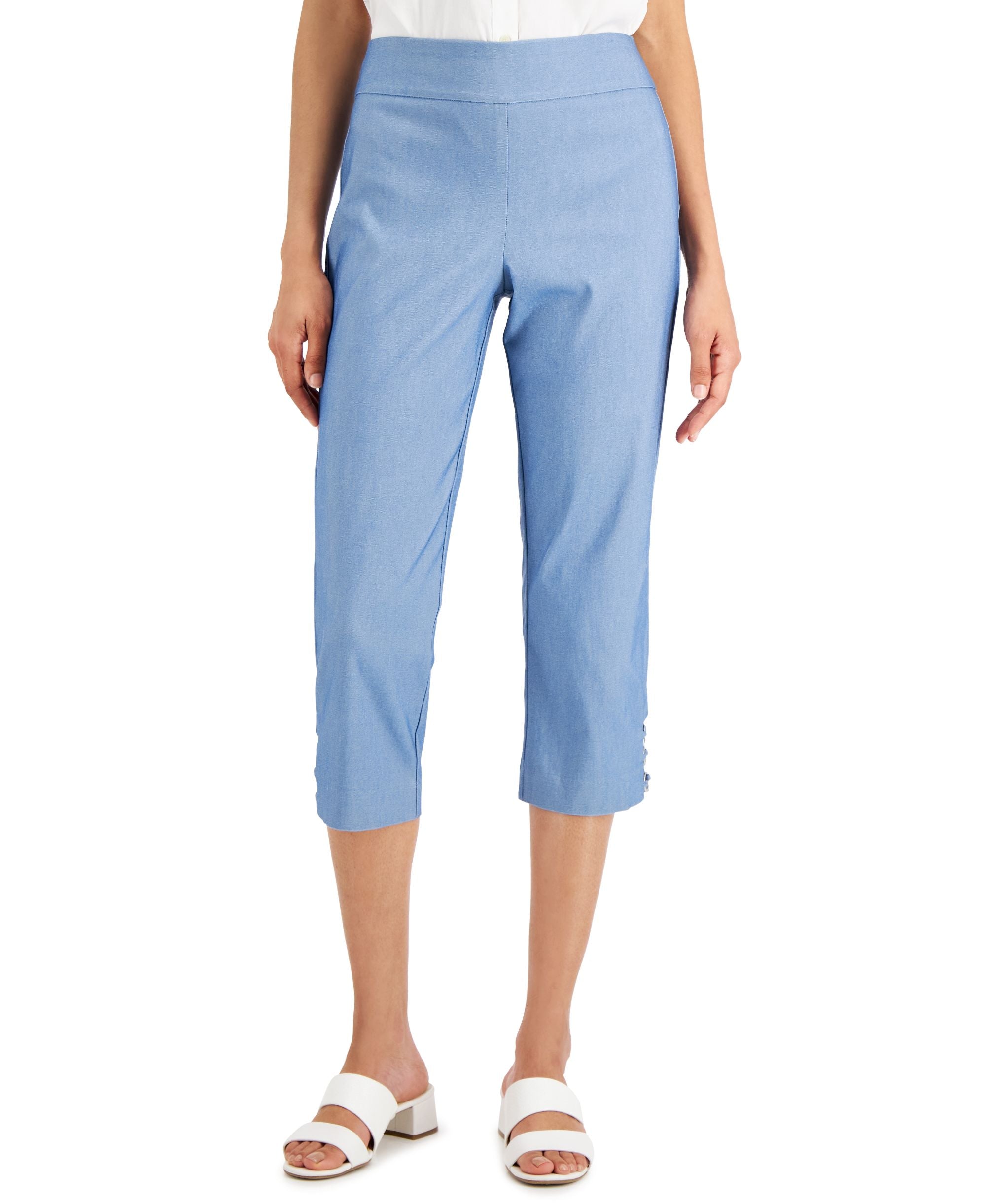 JM Collection Womens Denim Ring Detail Capri Pants