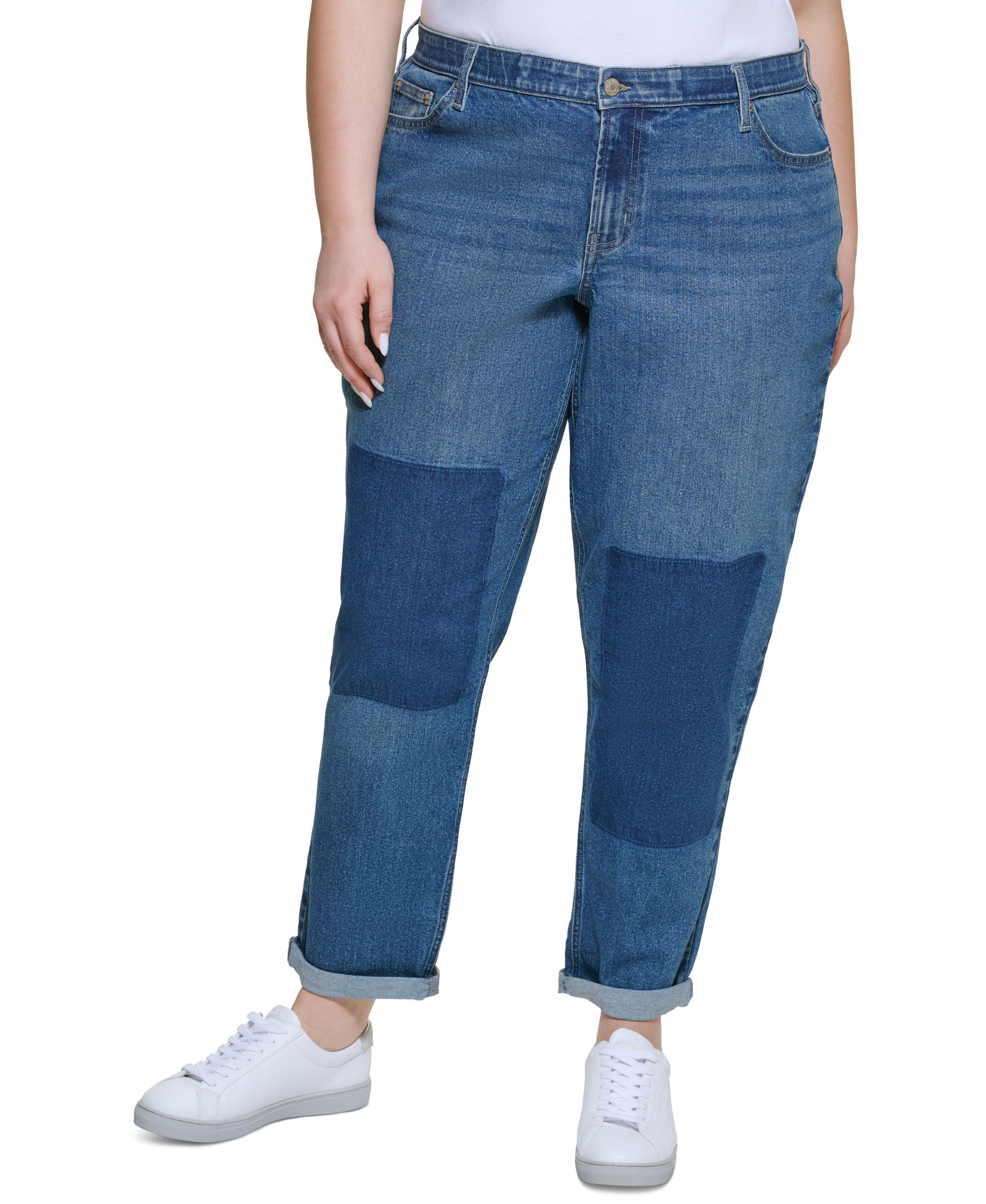 Calvin Klein Jeans Trendy Plus Size Shadow Patch Slim Boyfriend Jeans