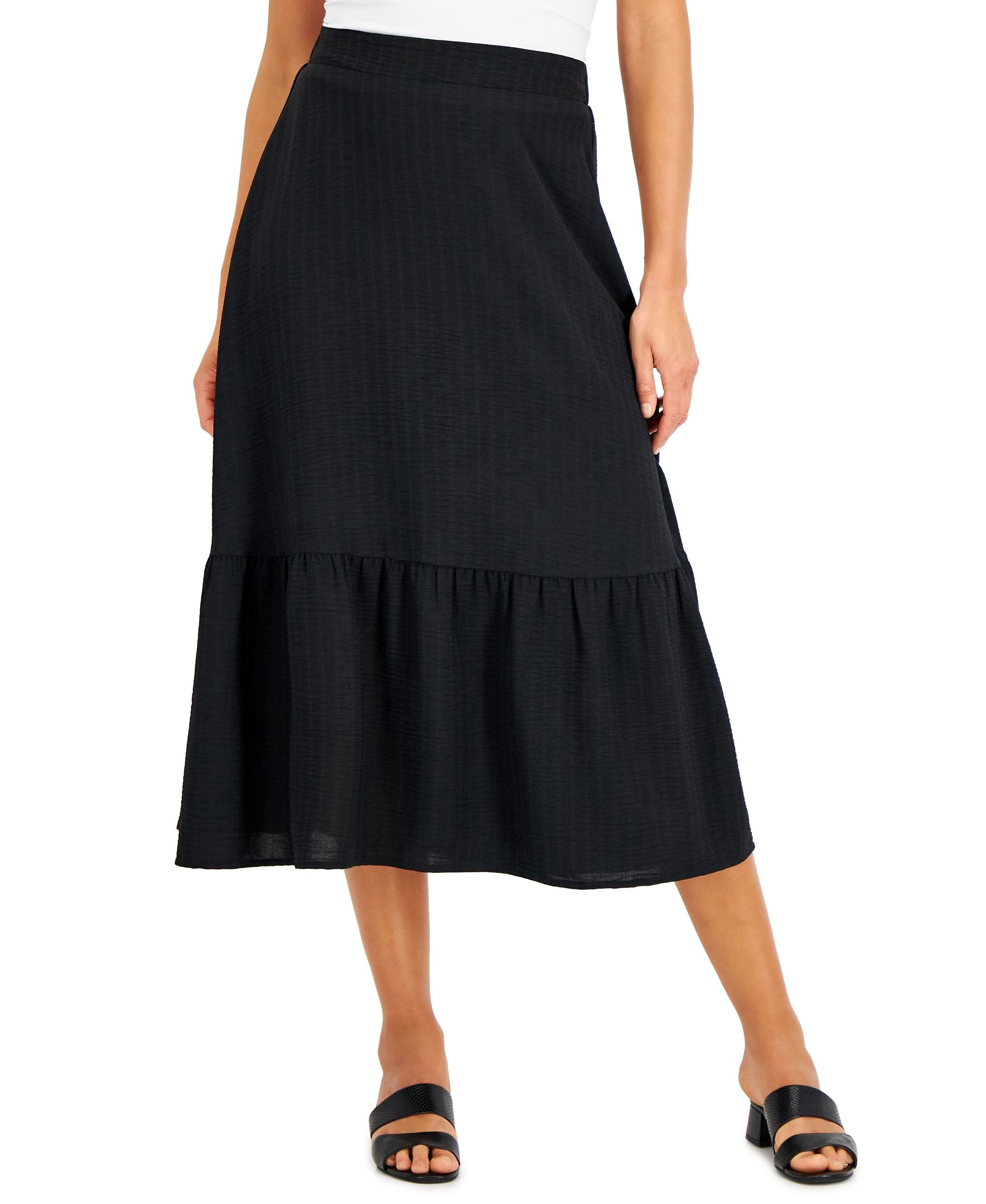 JM Collection Womens Two Tiered Textured Maxi Skirt