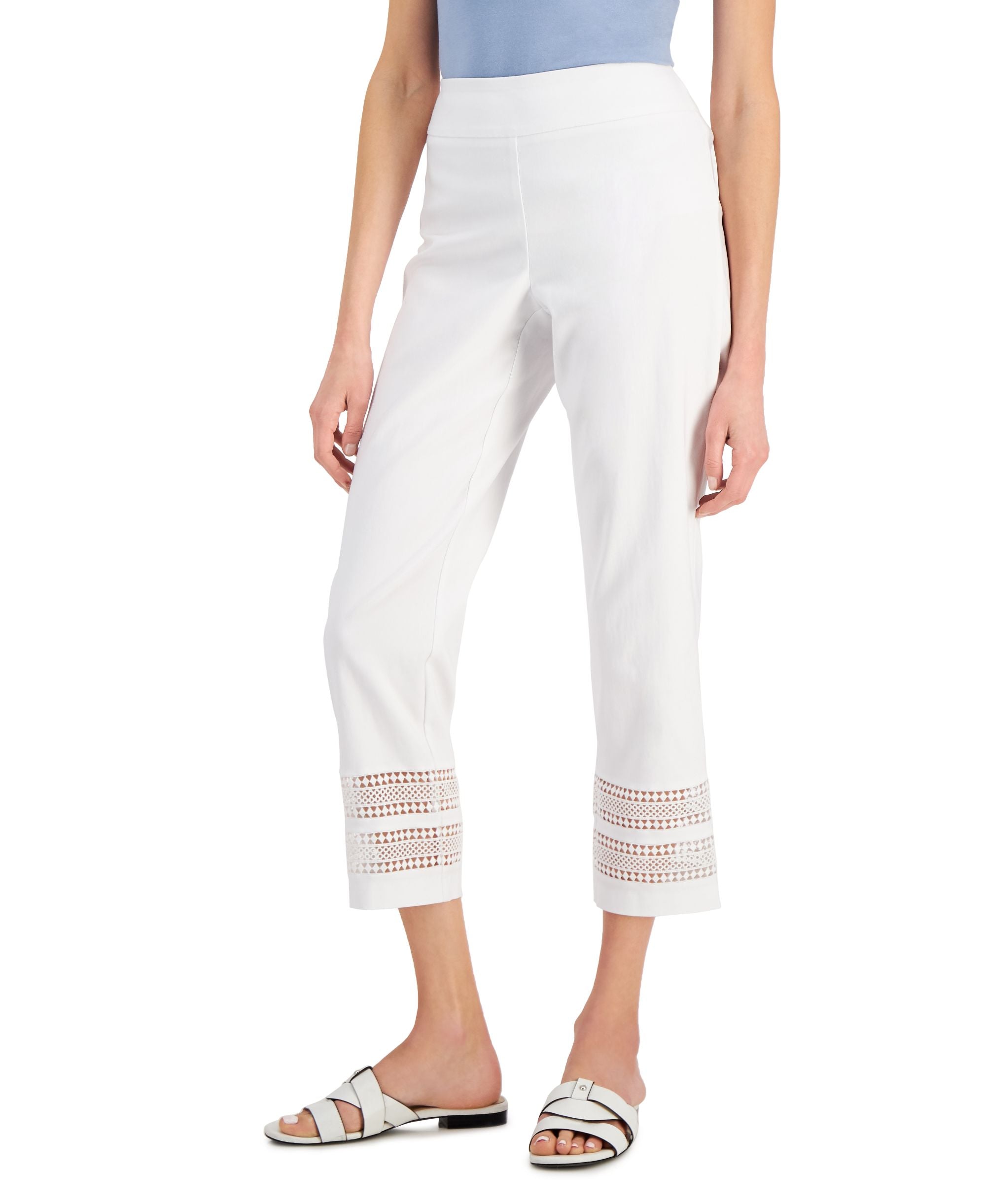 JM Collection Petite Lace Inset Ankle Pants