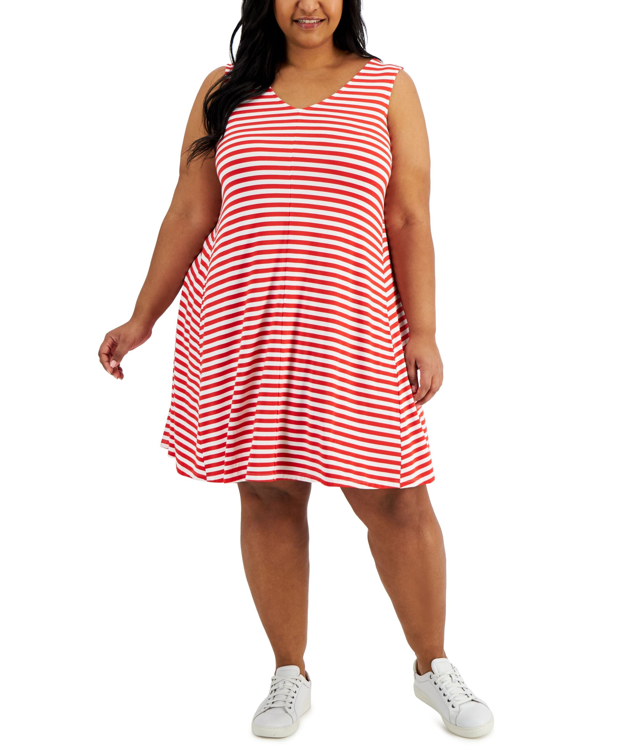 Style & Co Plus Size Striped Cross Back Flip Flop Dress