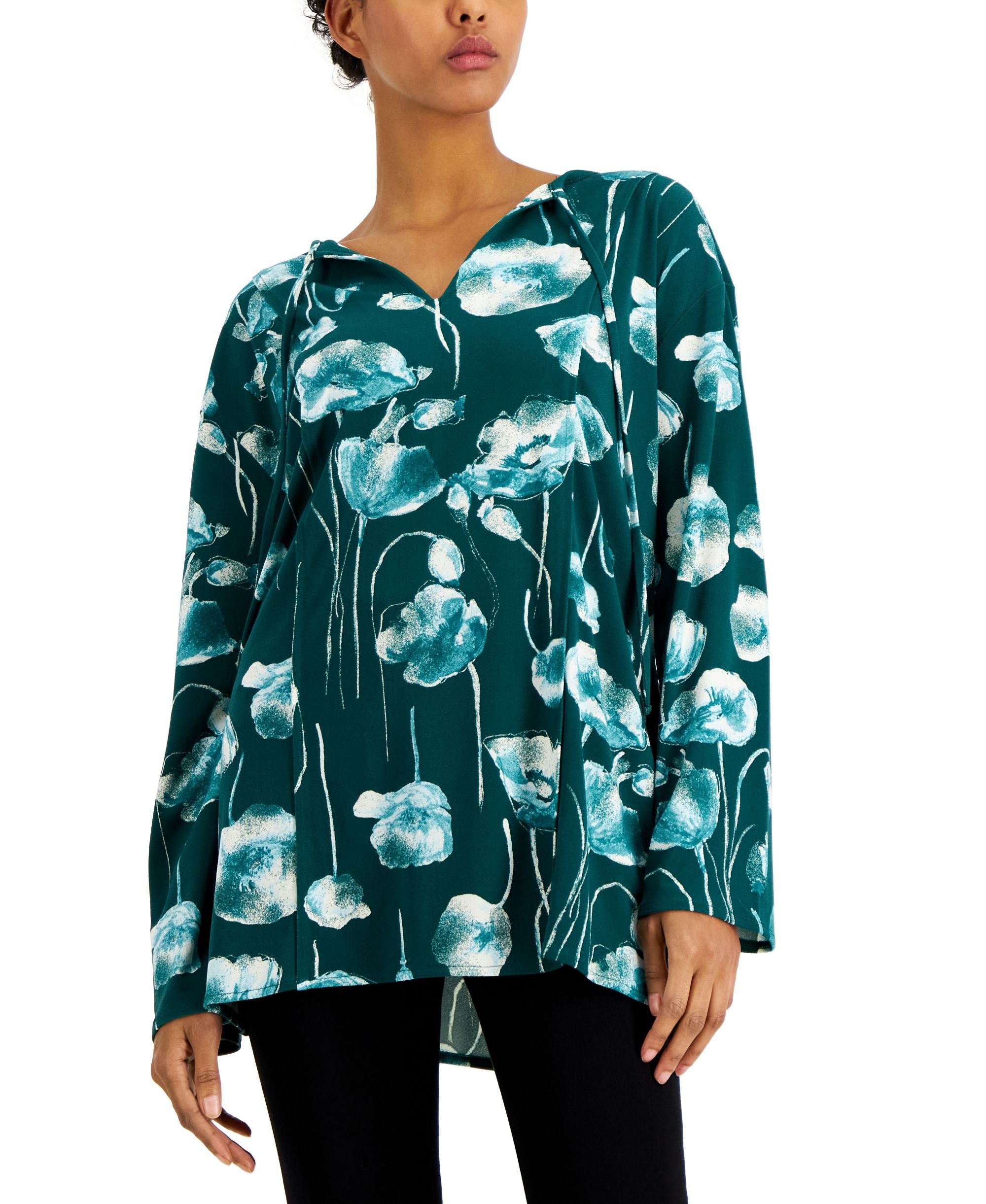 Alfani Printed Split Neck Tunic