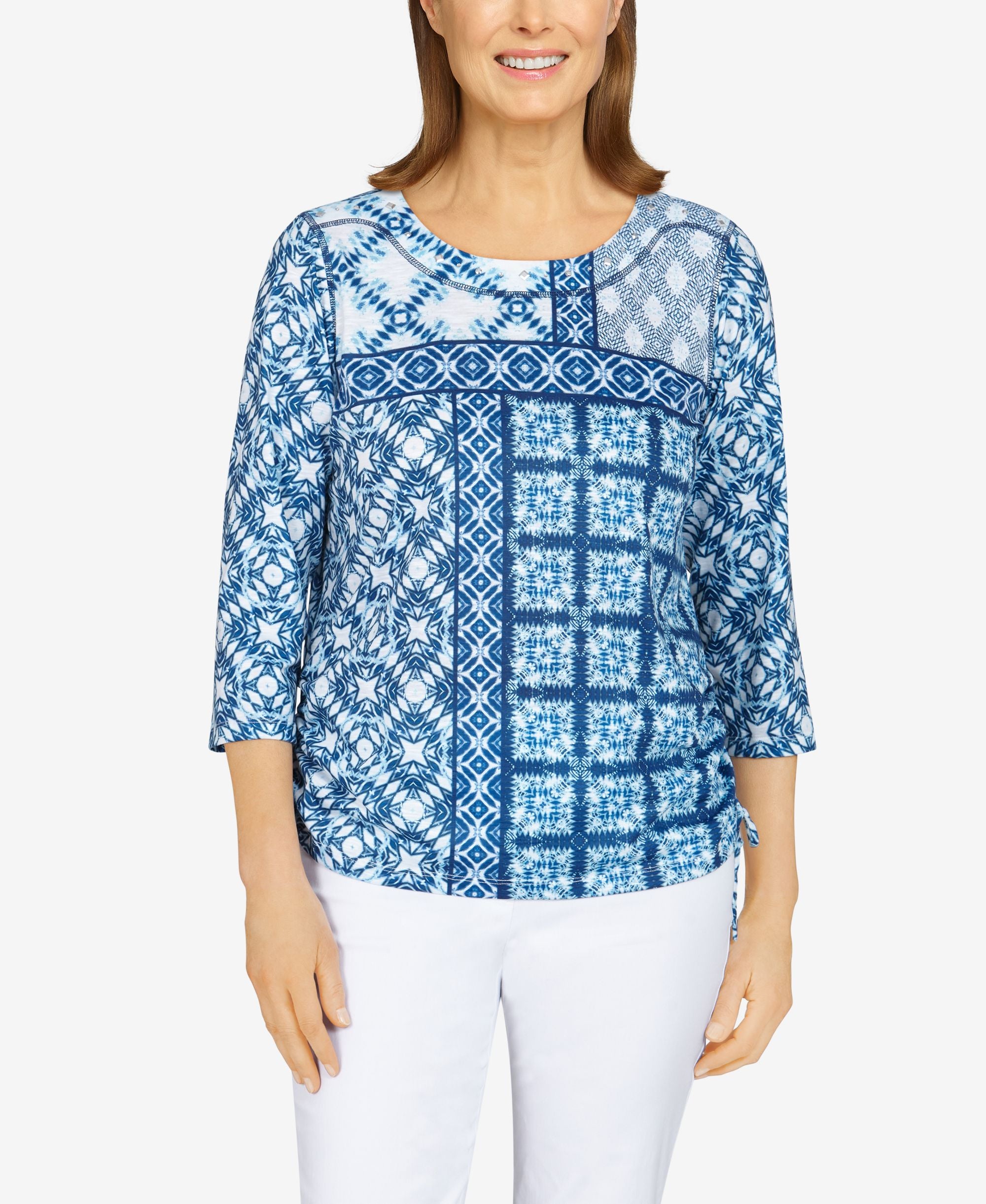 Petite Boho Vibes Ikat Patchwork Top