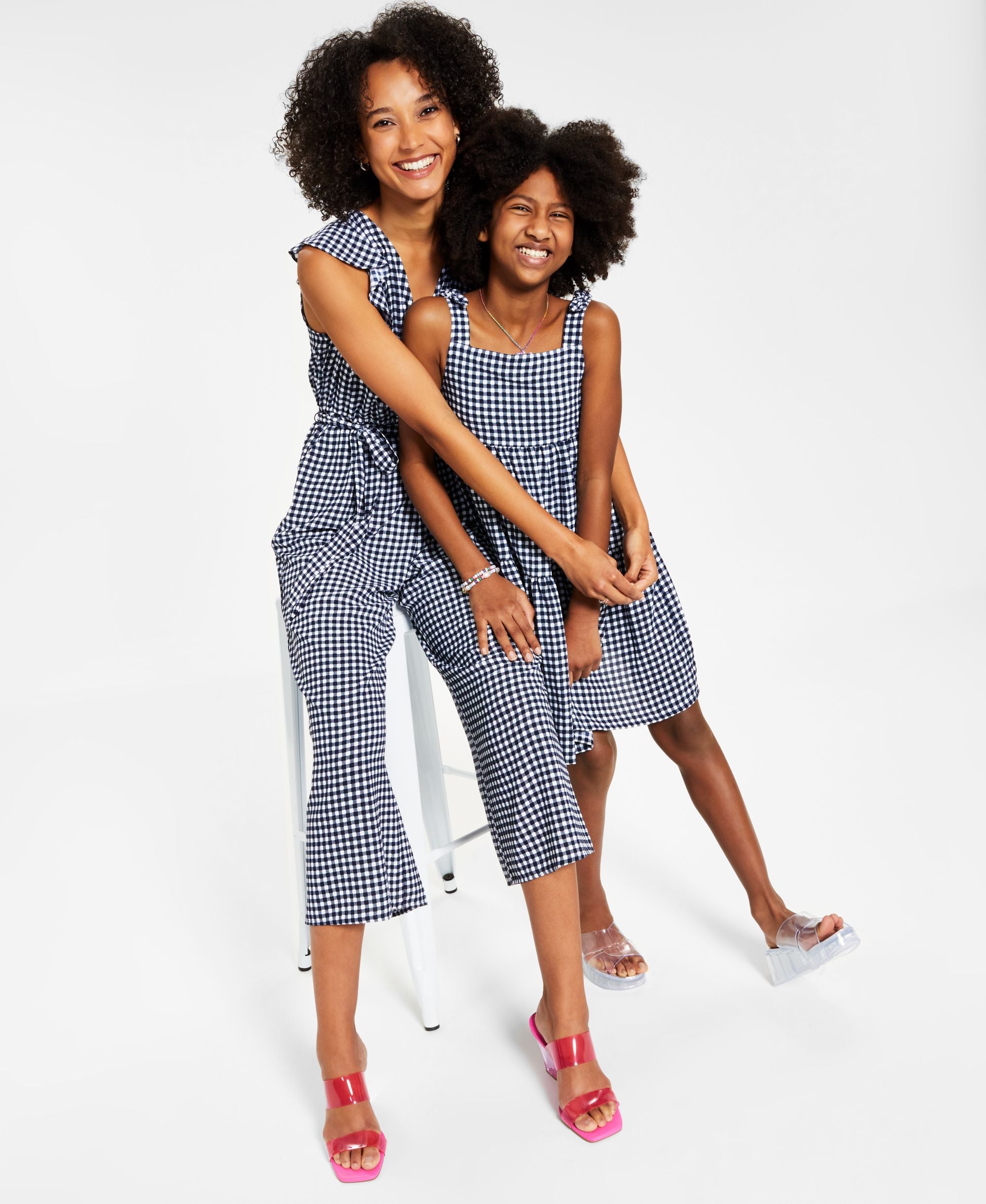 Charter Club Mommy Me Womens Cropped Gingham Jumpsuit