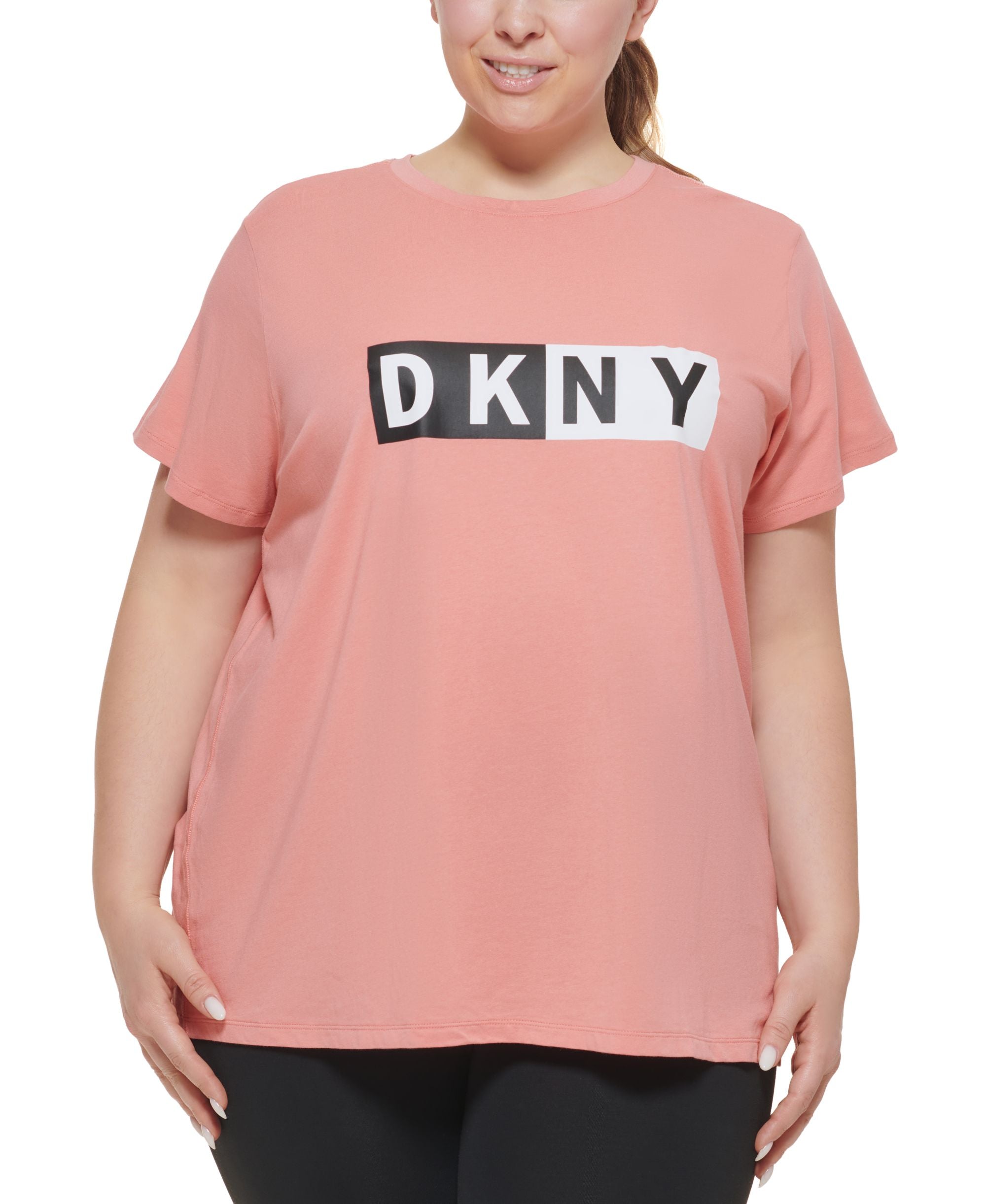 DKNY Plus Size Two Tone Logo Graphic T-Shirt