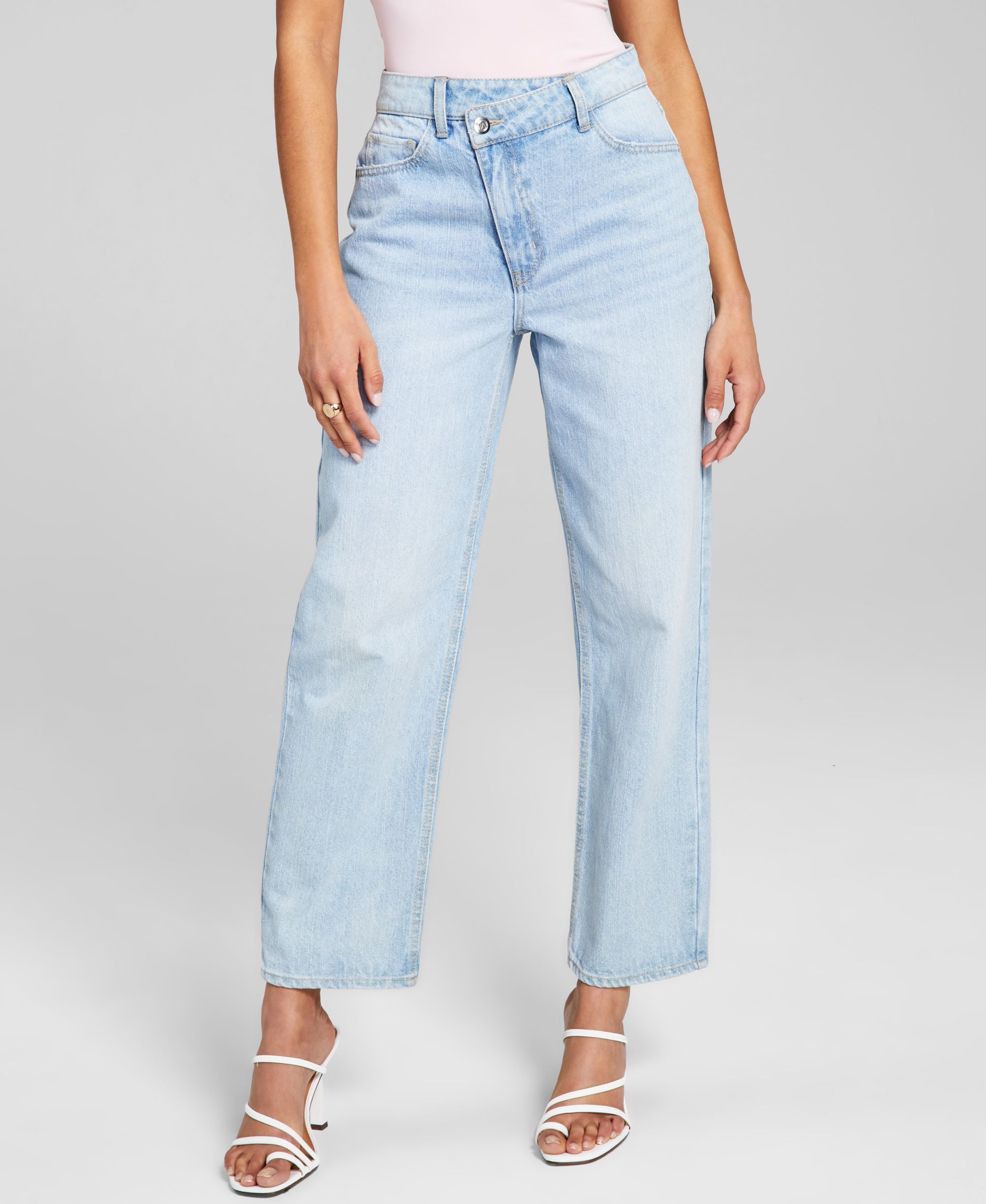 Now This Womens Cotton Crisscross Cropped Jeans