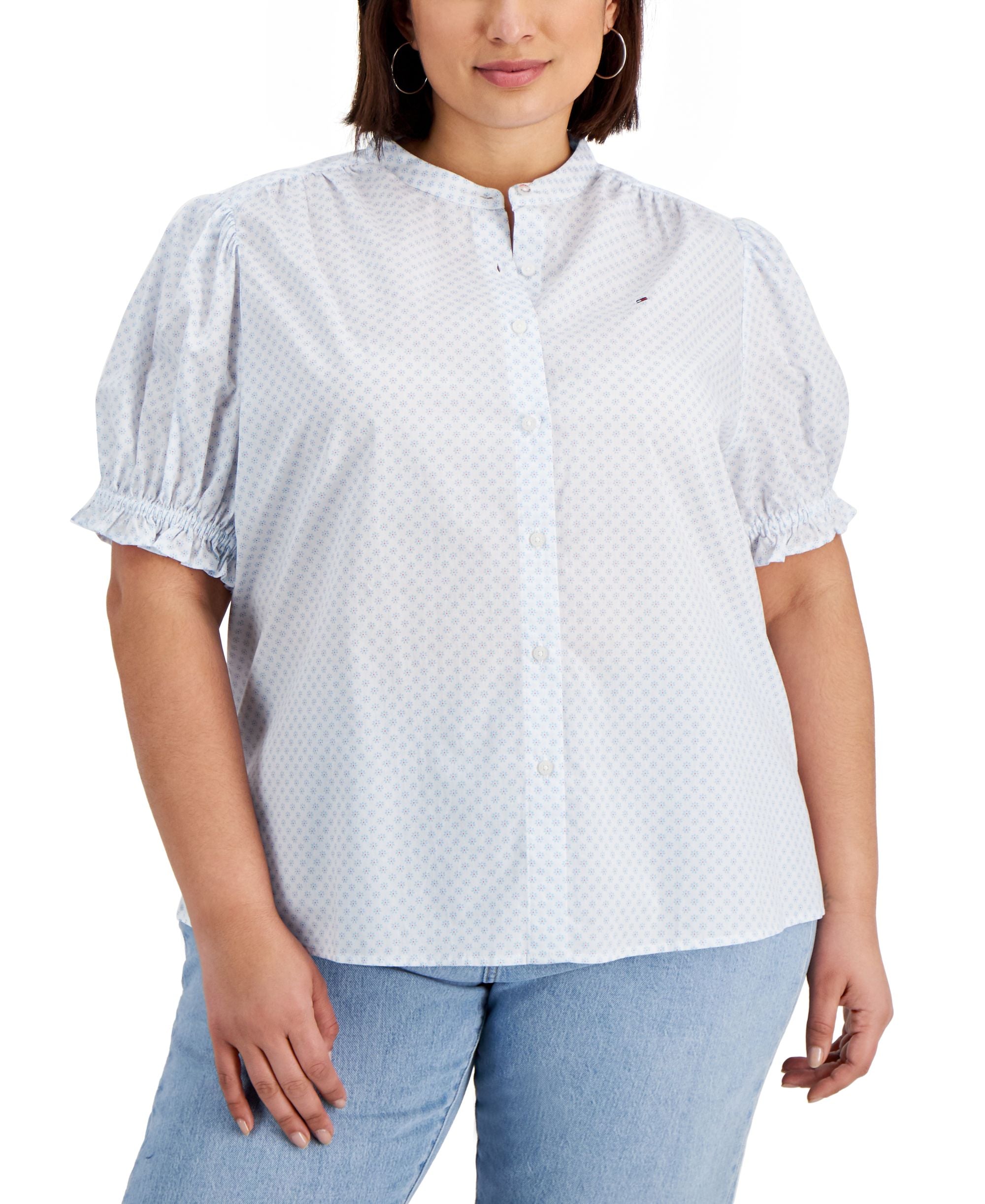Tommy Hilfiger Plus Size Cotton Puff Sleeve Shirt