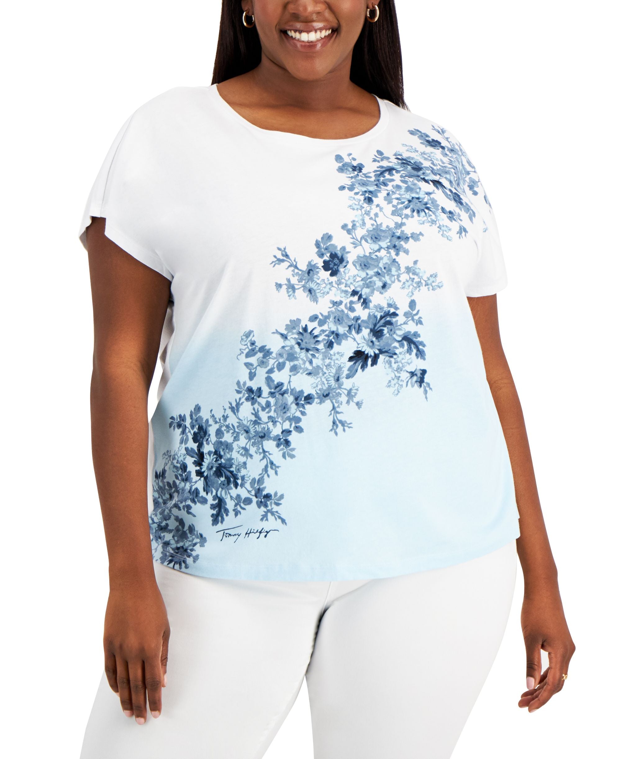 Tommy Hilfiger Plus Size Ombre Floral Tee