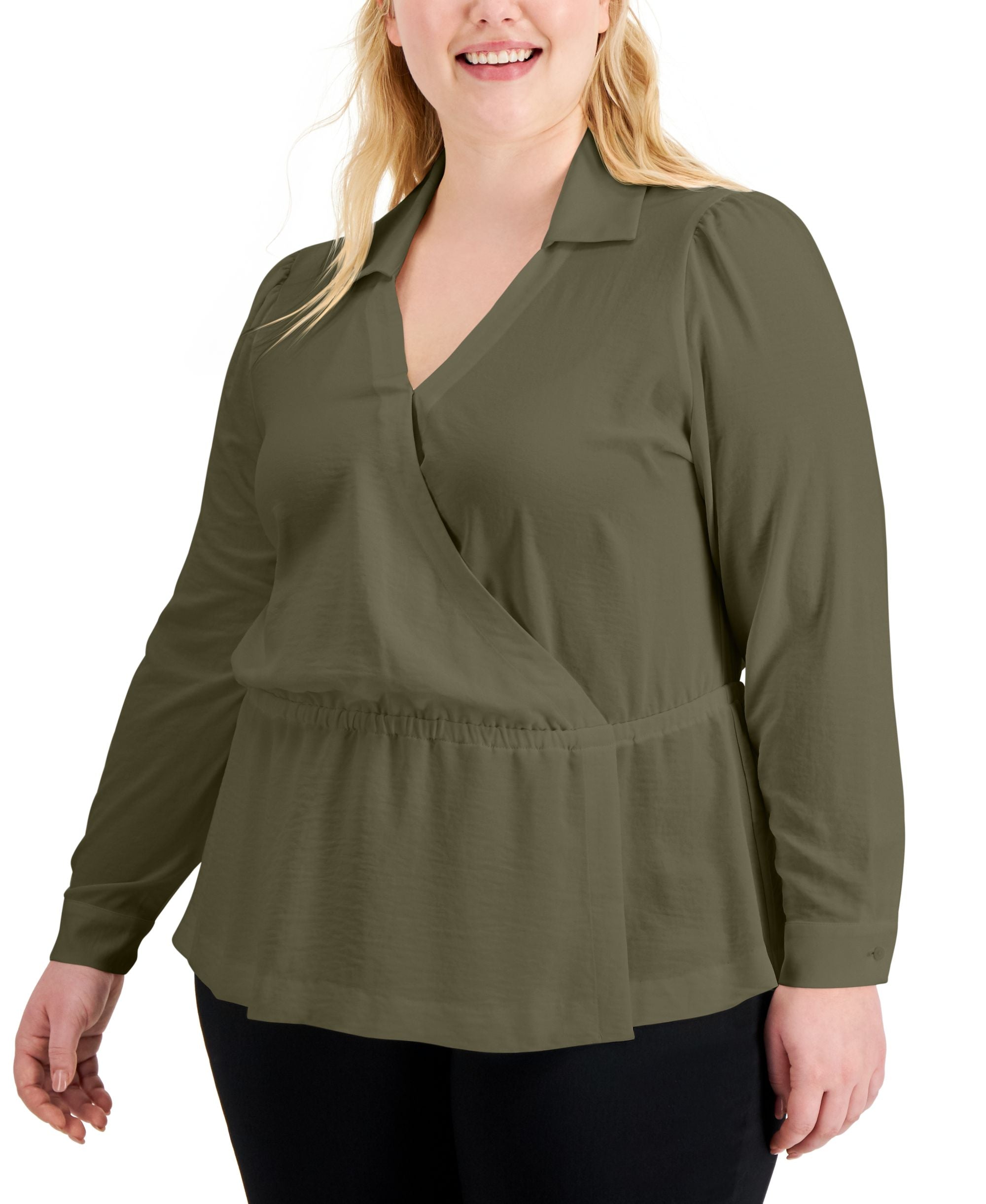 Alfani Plus Size Surplice Peplum Blouse
