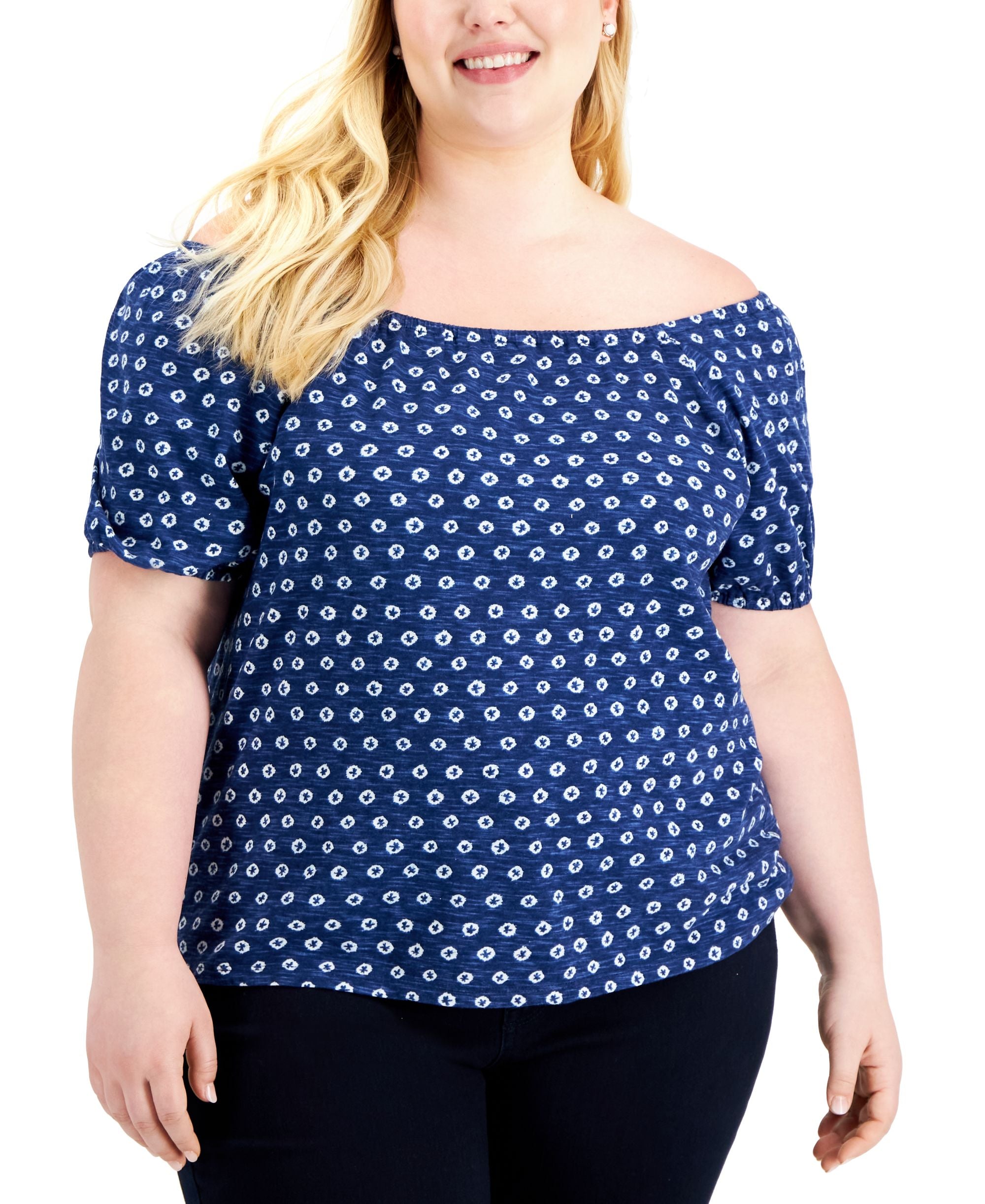 Style & Co Plus Size Cotton Off The Shoulder Top