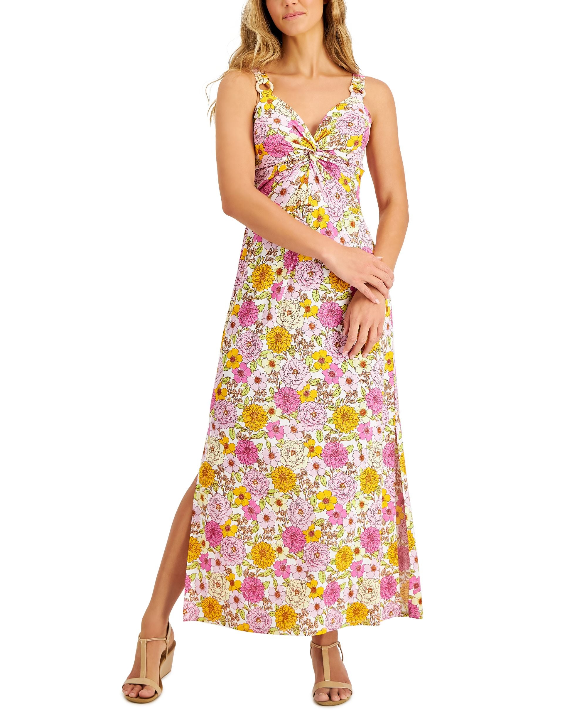Jamie Layla Petite Floral-Print Twist-Front Maxi Dress