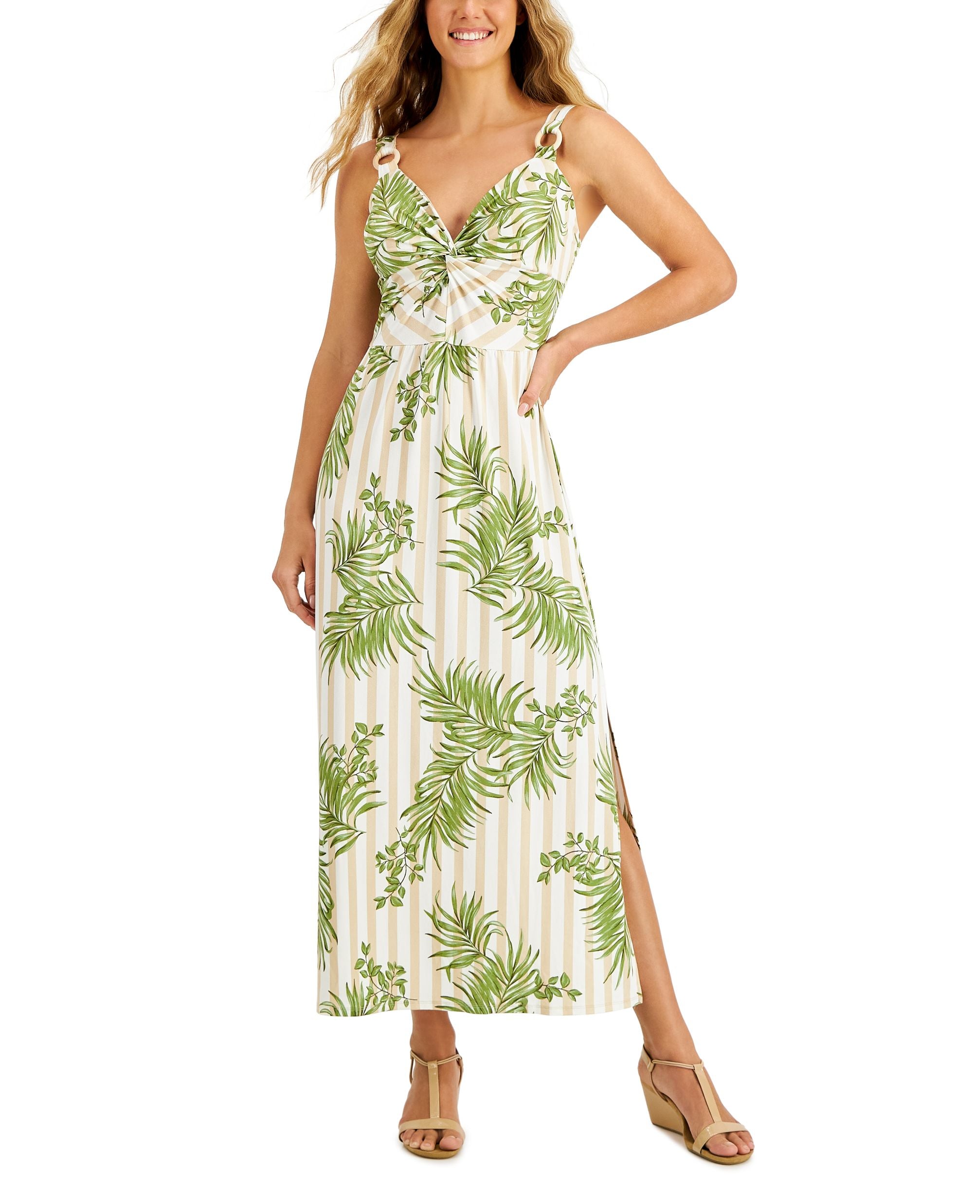 Jamie Layla Petite Floral-Print Twist-Front Maxi Dress