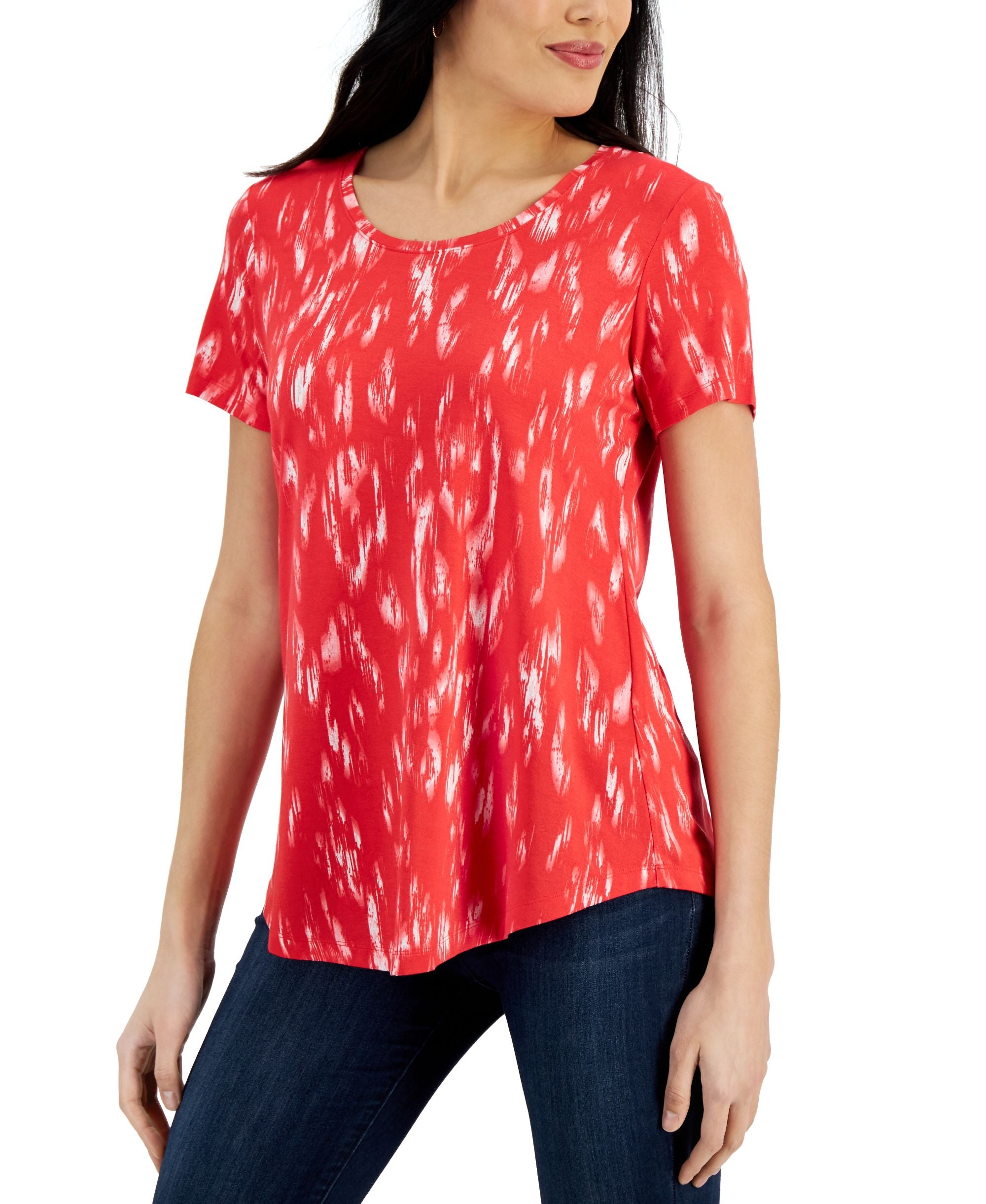 JM Collection Petite Printed Jersey Top