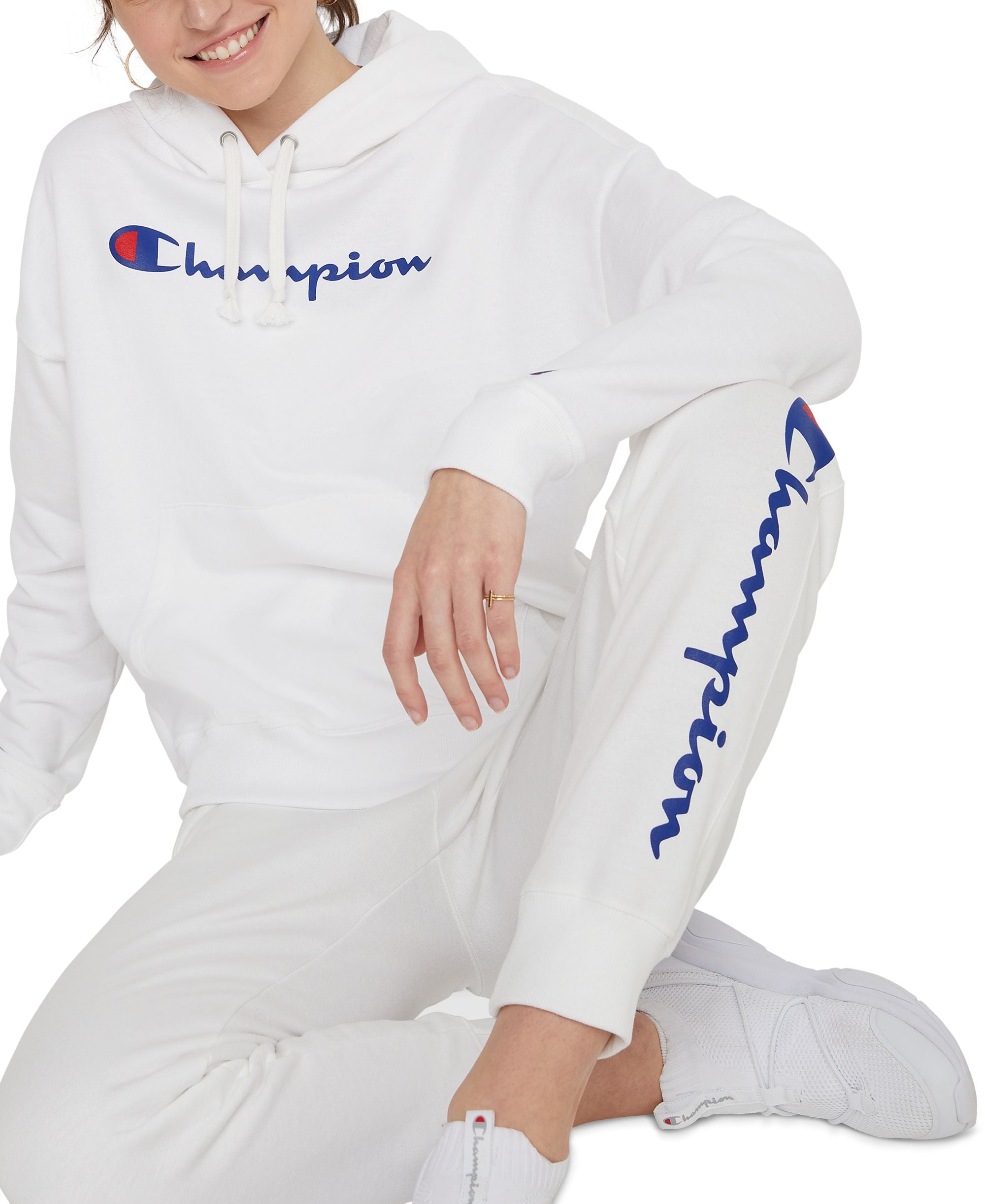 Champion Womens Relaxed Logo Fleece Sweatshirt Hoodie