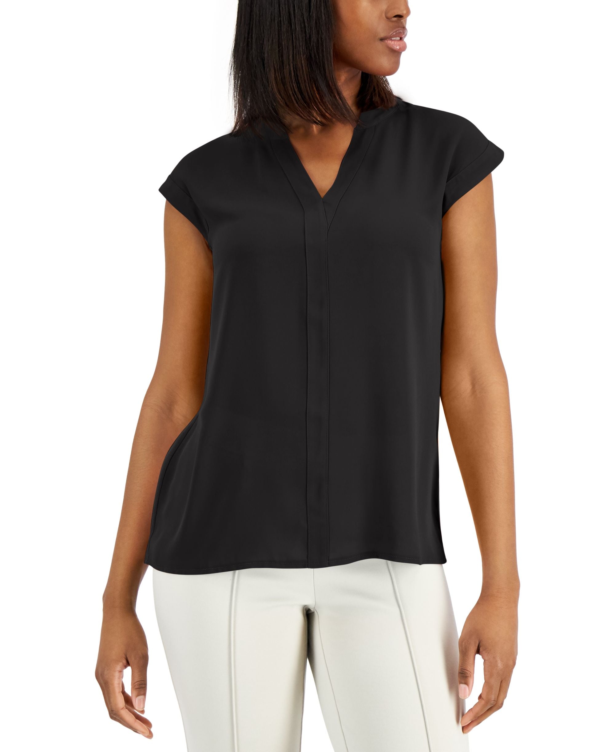 Alfani Mixed Media Cap Sleeve Top