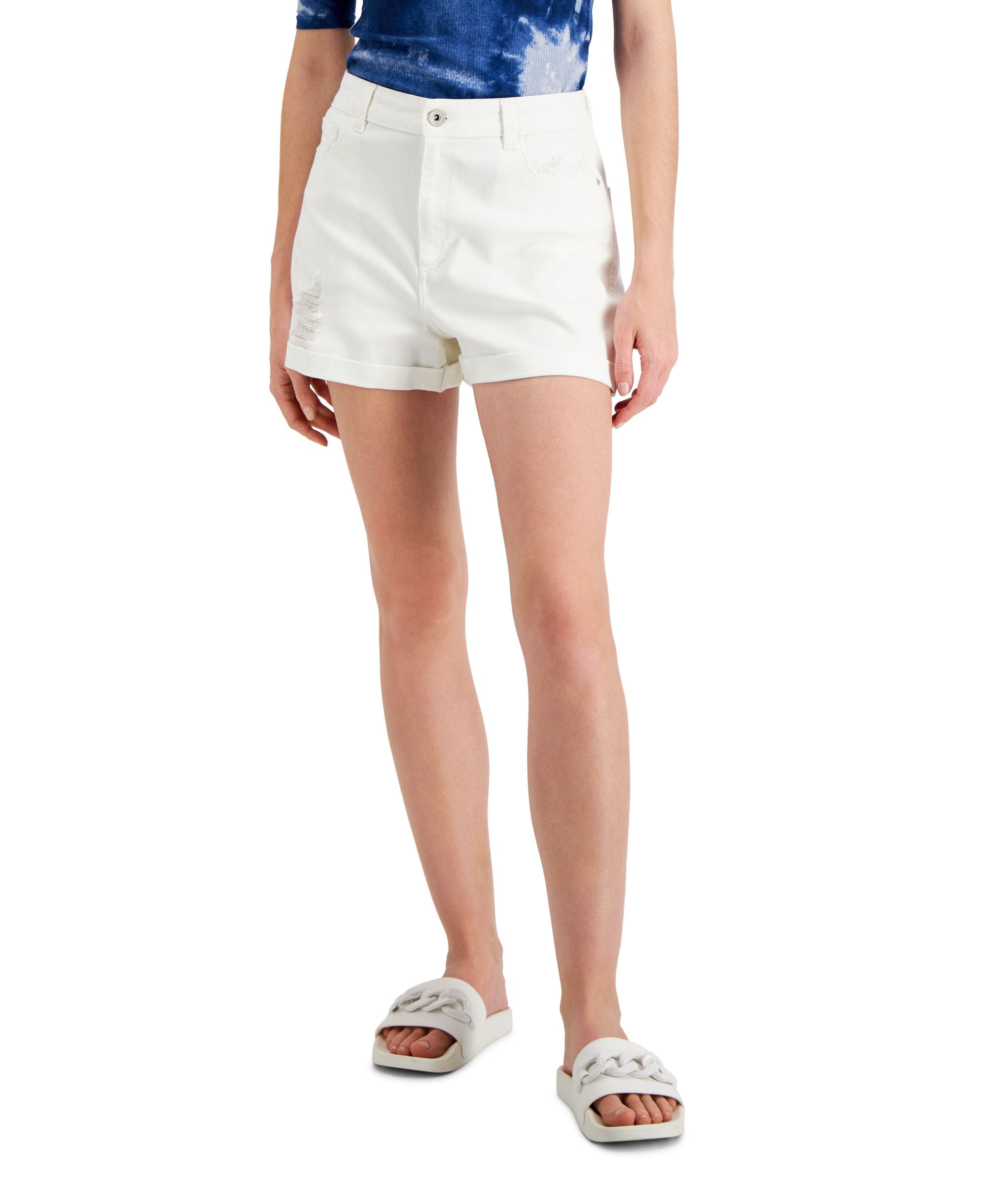 INC International Concepts Womens High Rise Ripped Denim Shorts