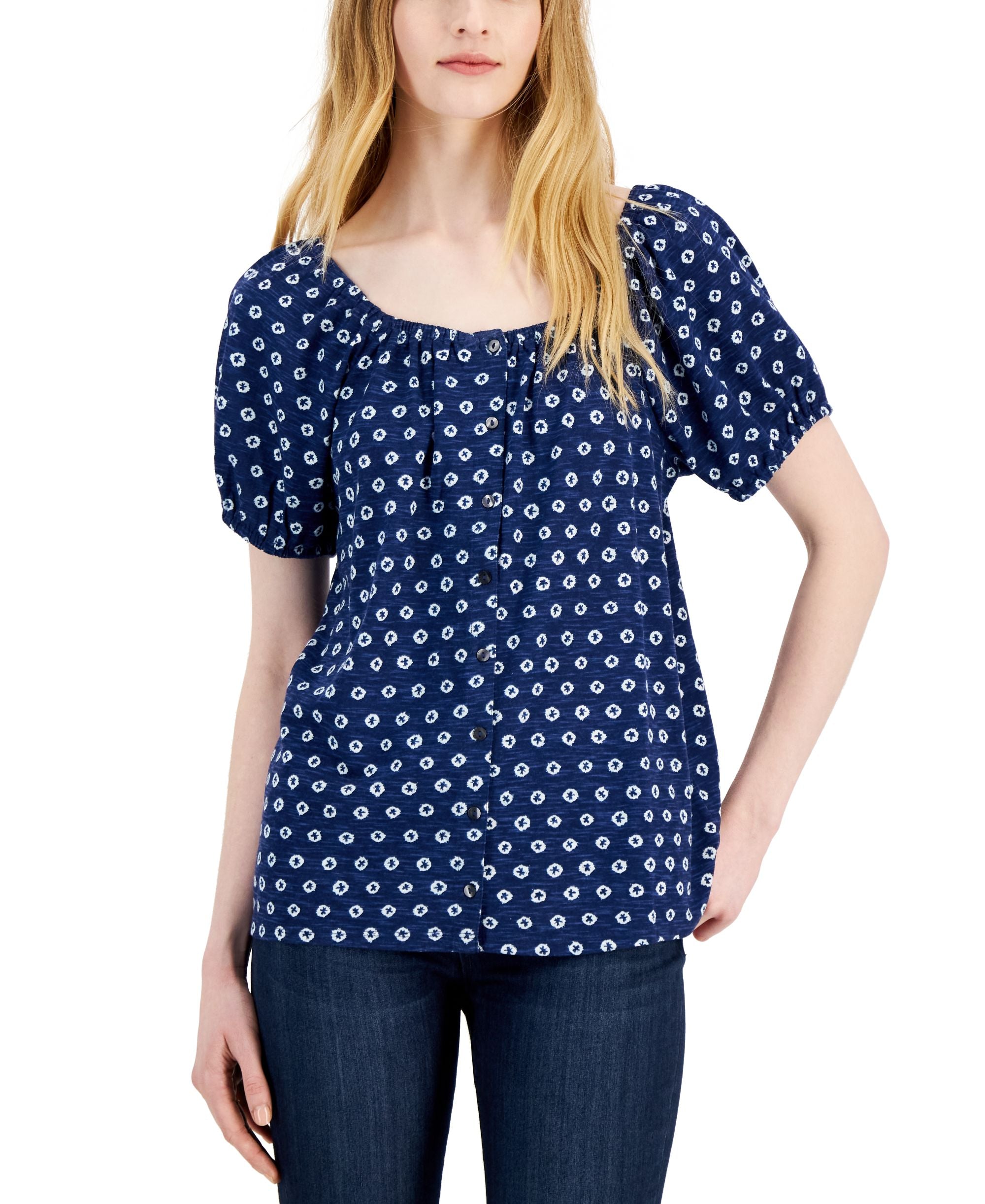 Style & Co Womens Cotton Off The Shoulder Top