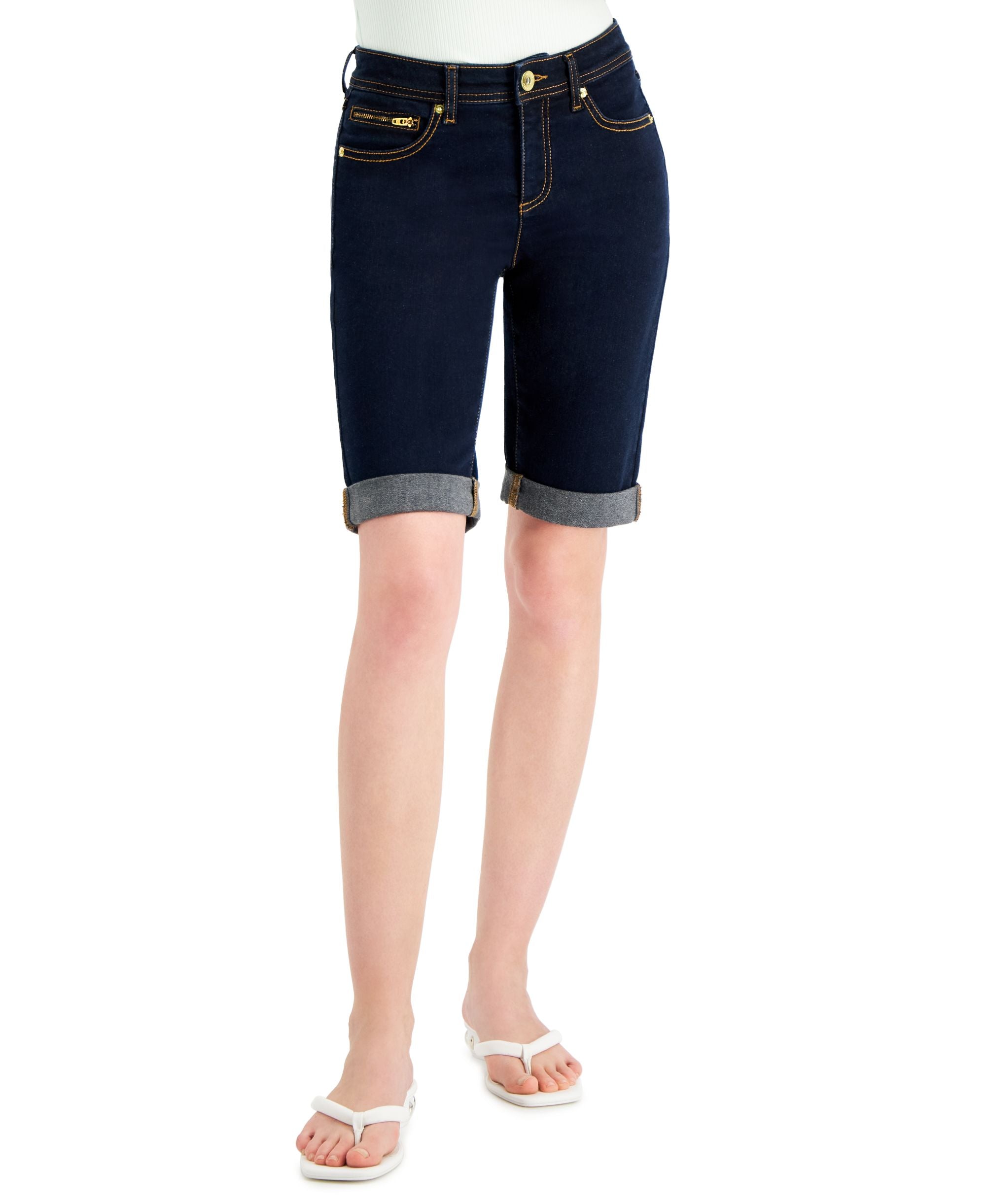 INC International Concepts Womens Mid Rise Cuffed Bermuda Shorts