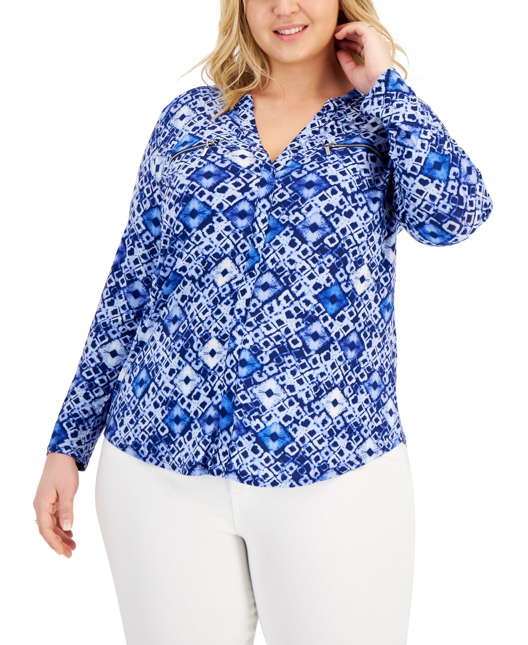 INC International Concepts Plus Size Zip Pocket Top