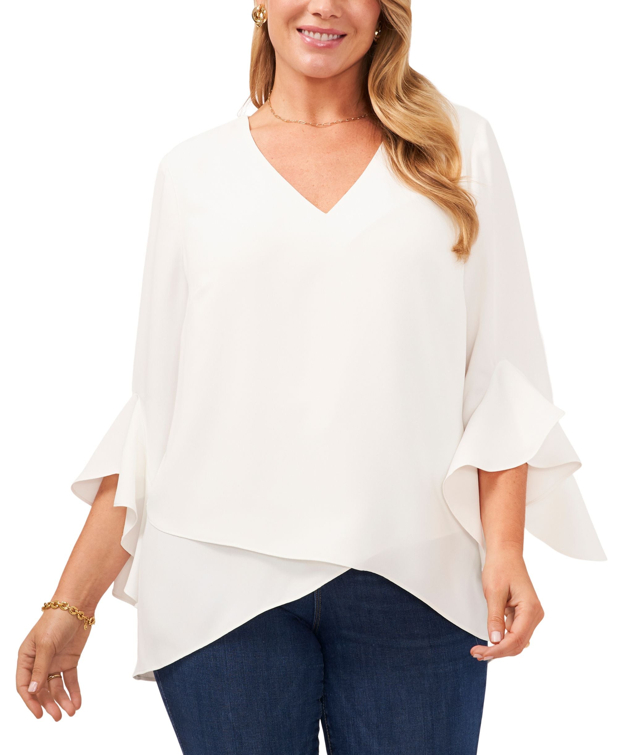 Vince Camuto Plus Size Flutter Sleeve Top