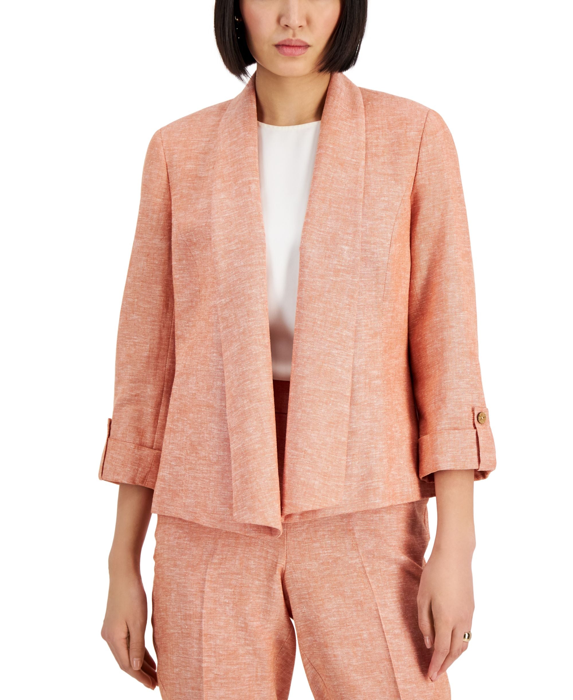 Kasper Petite Linen Shawl Collar Blazer