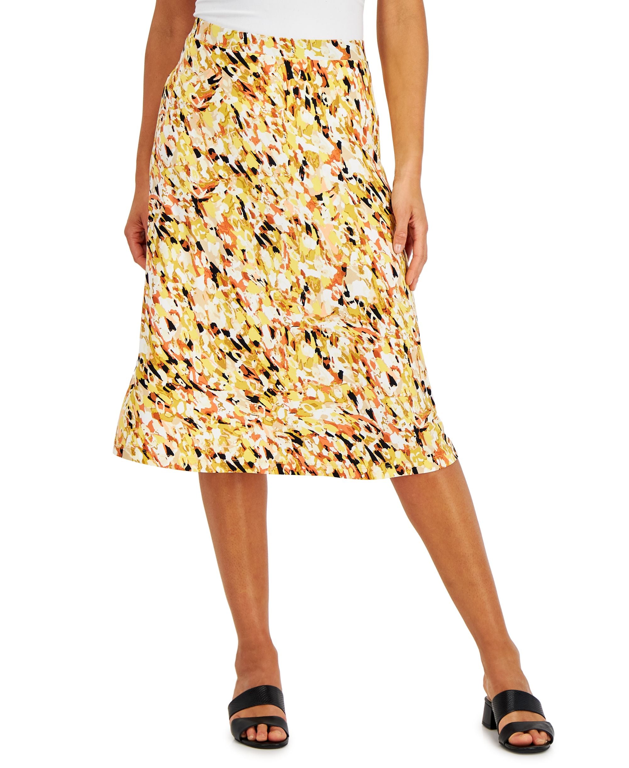 Kasper Printed Flared Midi Skirt