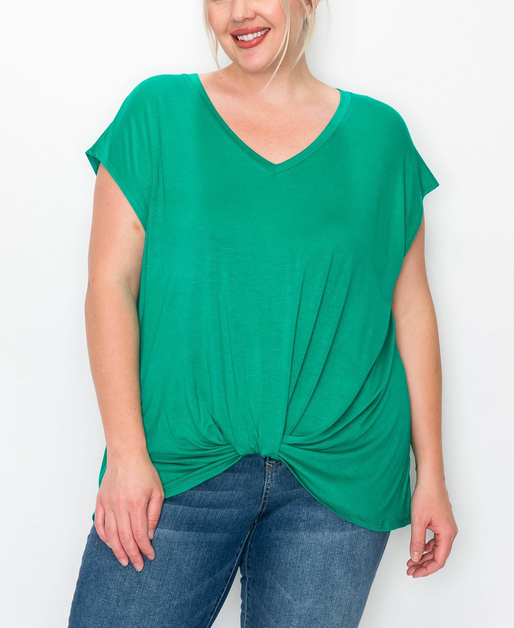 Plus Size V-neck Twist Front Top