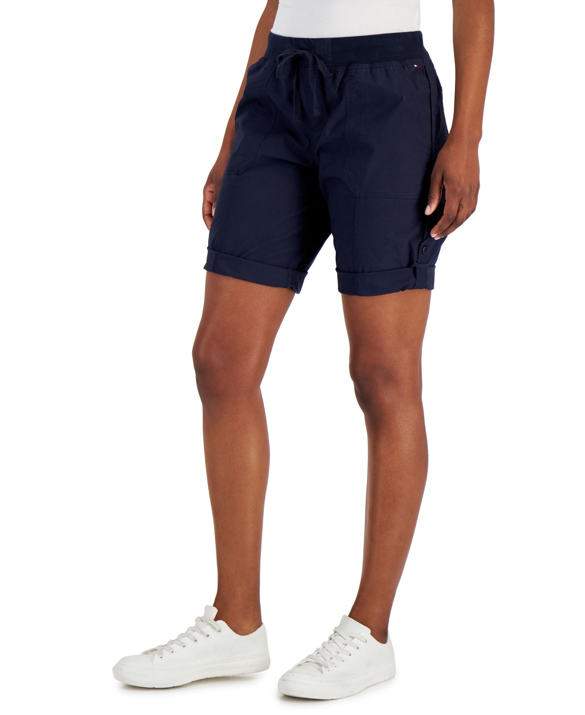 Tommy Hilfiger Womens Rolled Cuff Utility Shorts