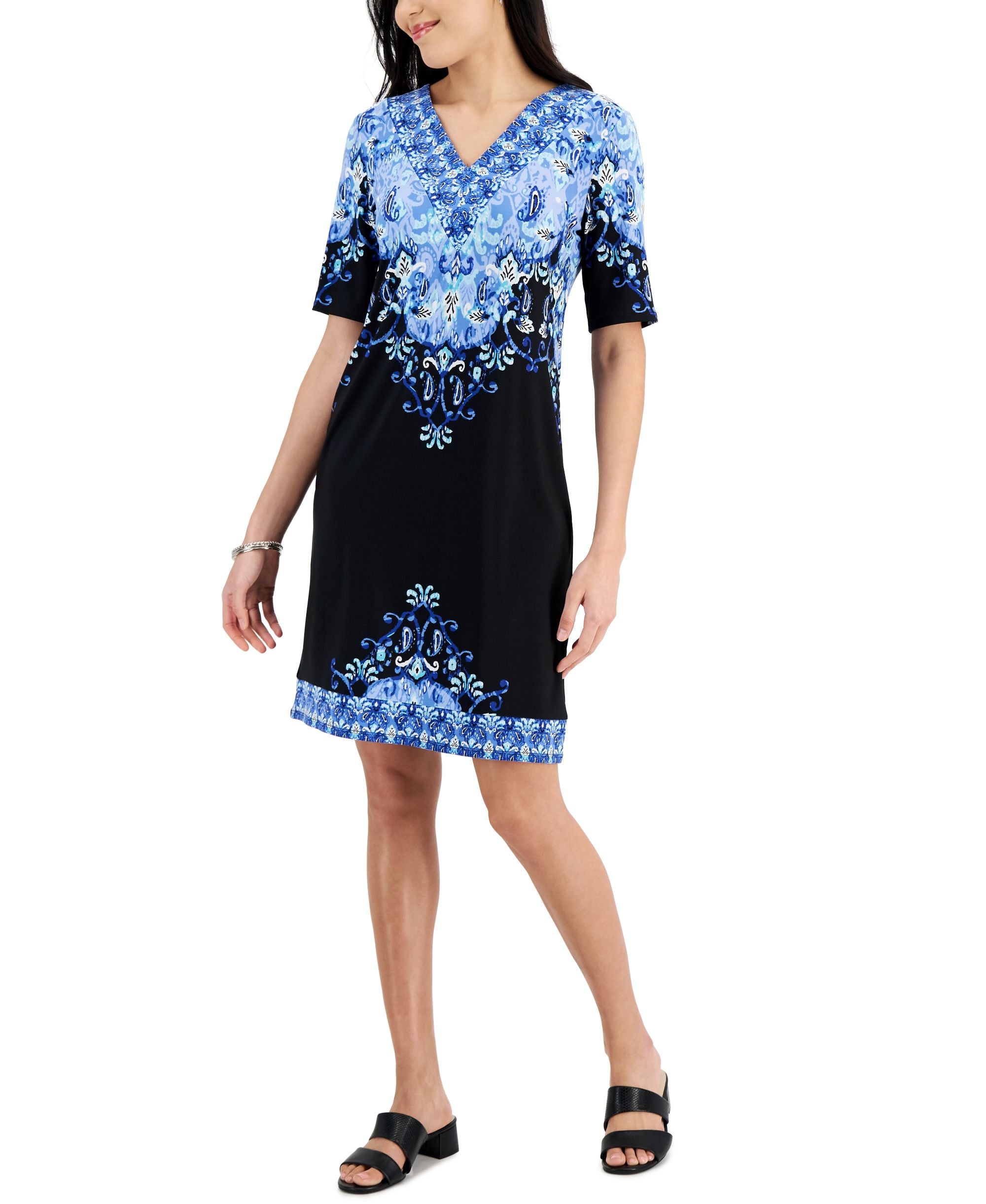 JM Collection Womens Manda Mixed Print Dress