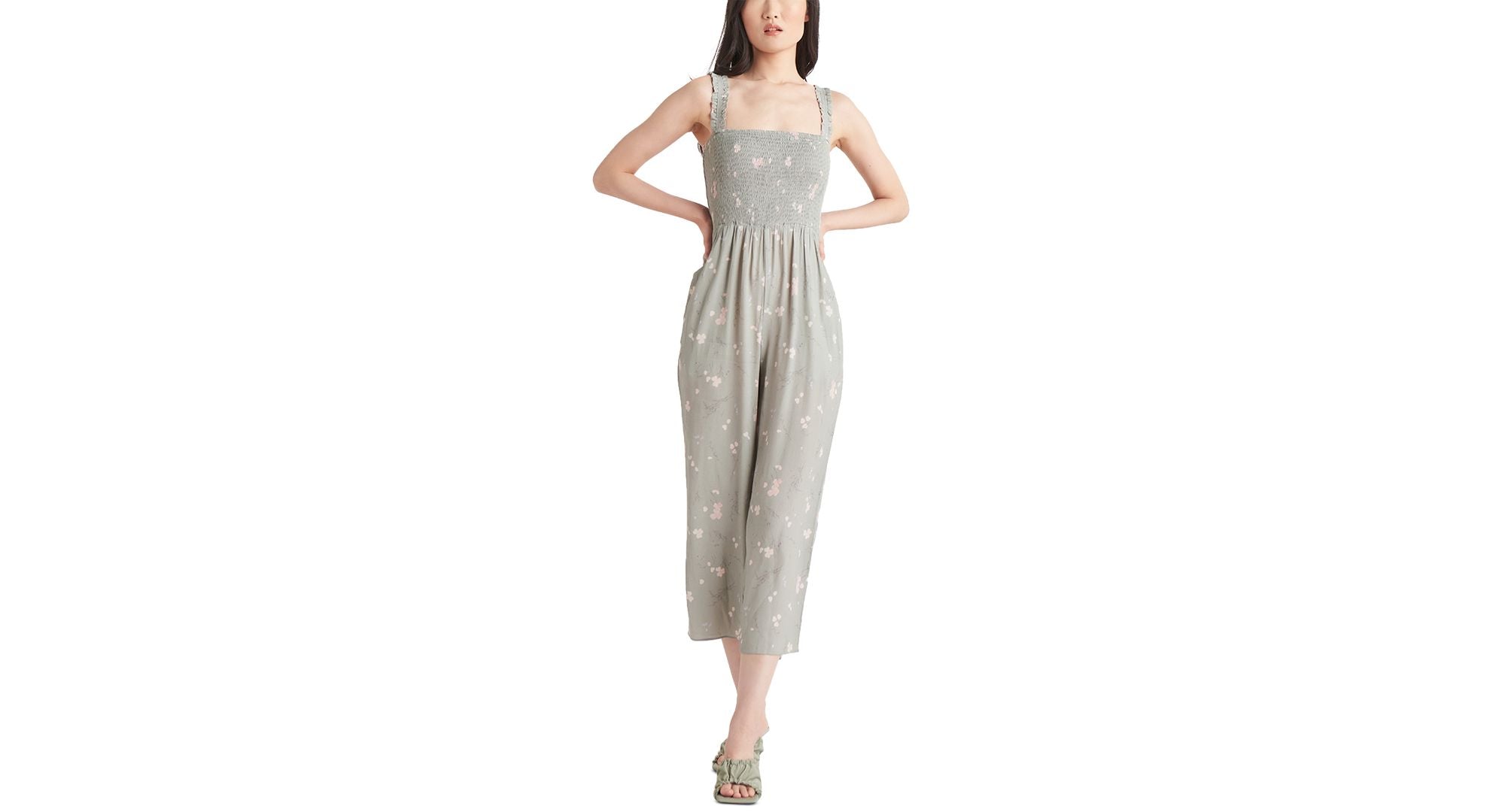 Black Tape Petite Smocked Wide Leg Jumpsuit