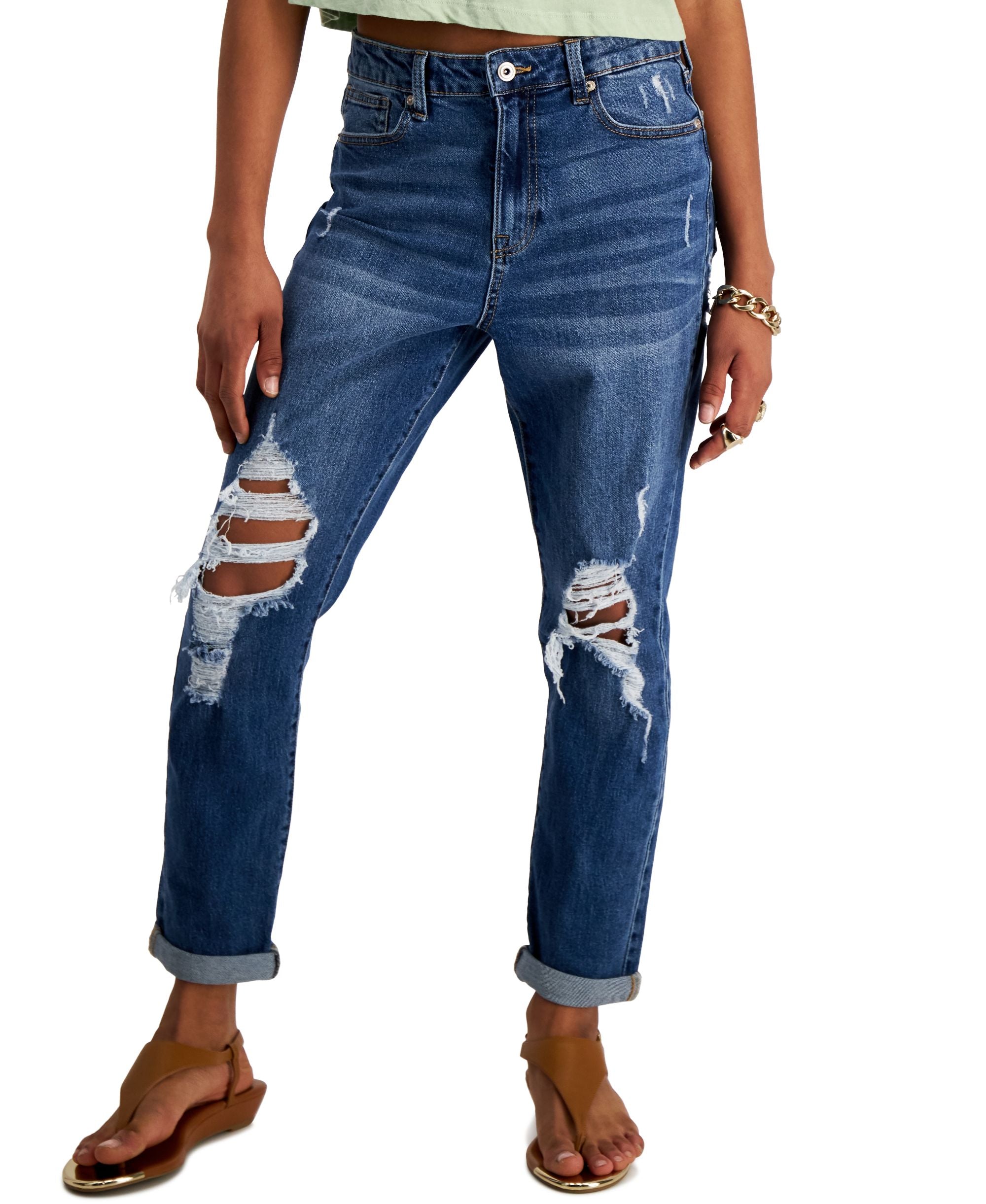 Juniors' Ripped Mom Jeans