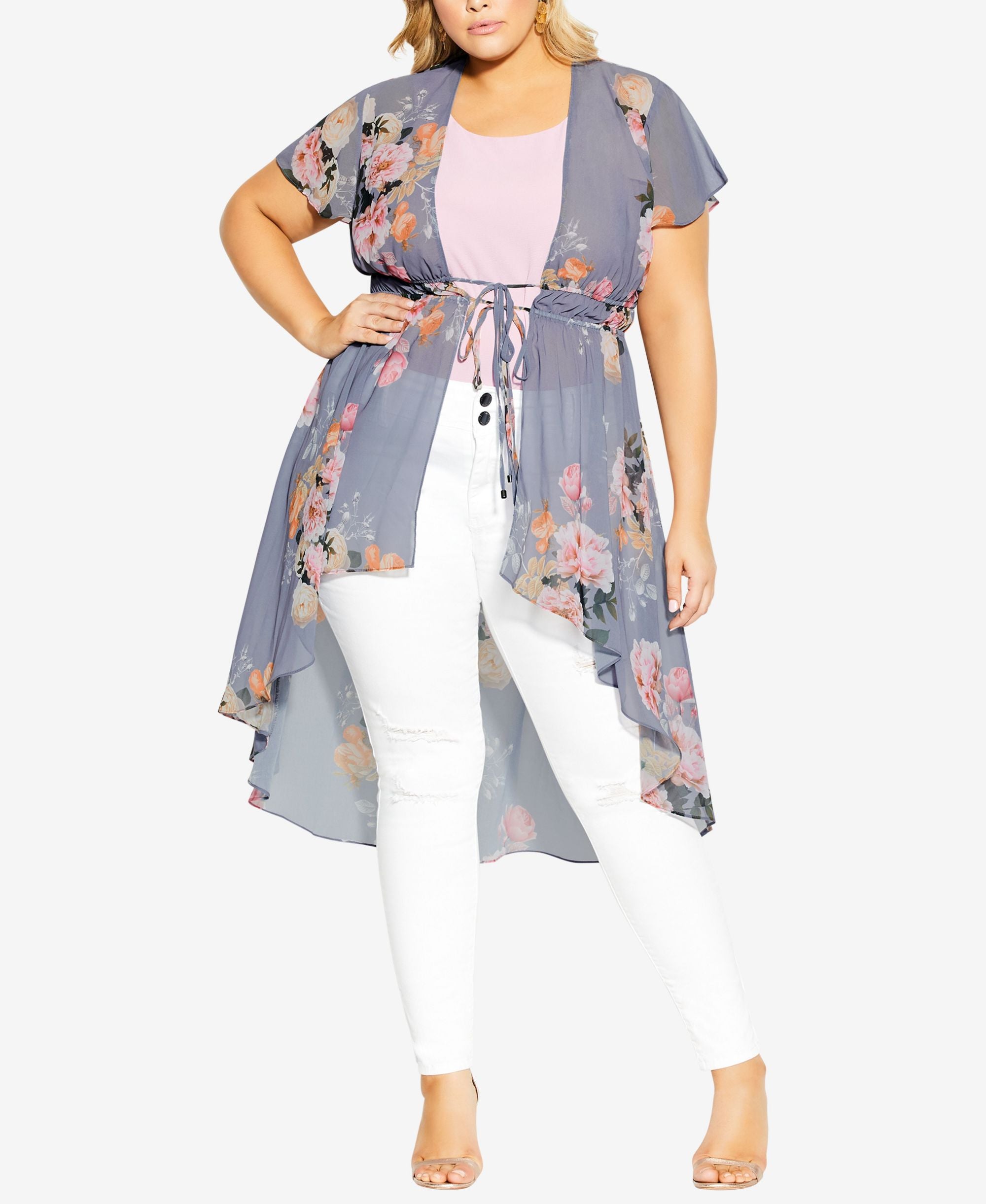 City Chic Trendy Plus Size Florence High Low Duster