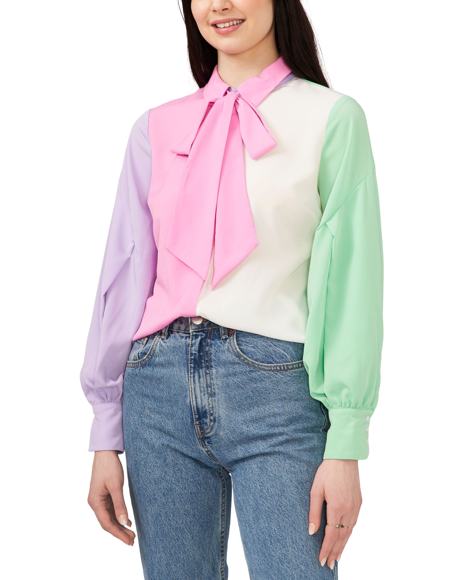 Riley Rae Colorblocked Tie Neck Top